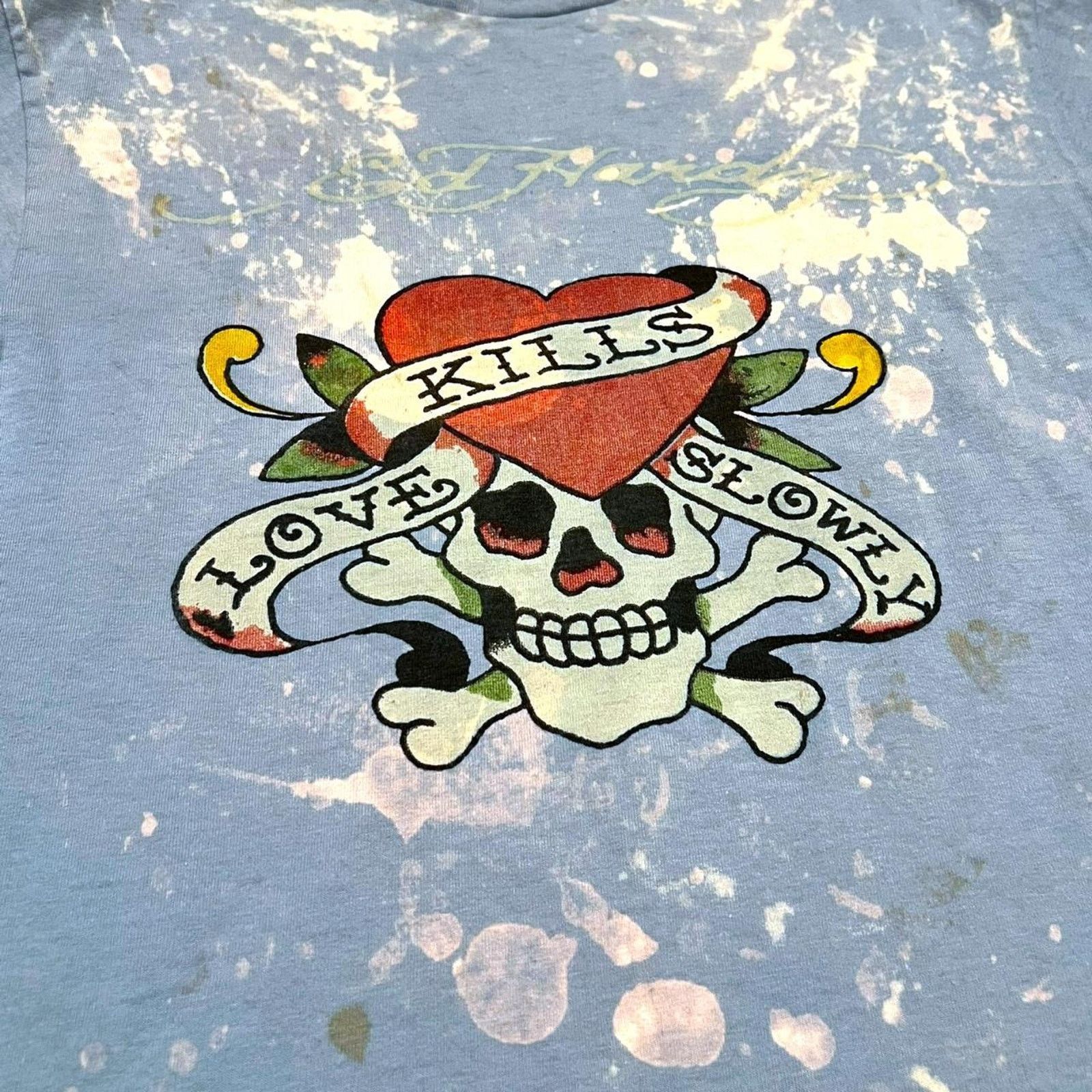 Ed Hardy Ed Hardy by Christian Audigier Y2K Graphic Blue T-Shirt Size M / US 6-8 / IT 42-44 - 2 Thumbnail