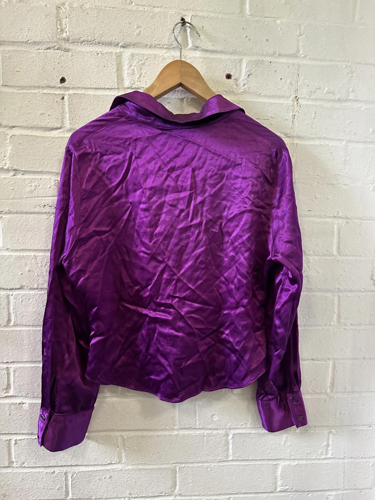 Zara Zara Purple Satin Button-Up Blouse Size XL / US 12-14 / IT 48-50 - 2 Thumbnail