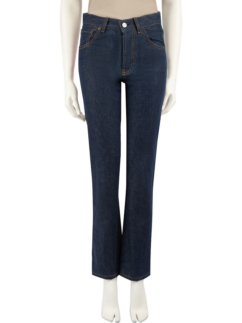 image of Victoria Beckham Blue Denim Mid-Rise Straight Jeans, Women's (Size 26)