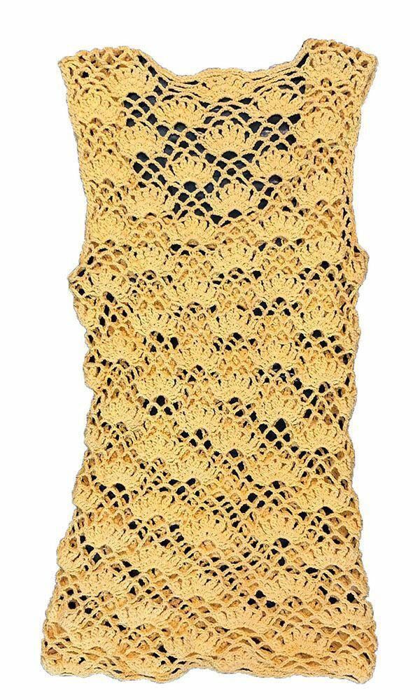 Designer Pre Owned Yellow Hand Made Crocheted Blouse M Size M / US 6-8 / IT 42-44 - 3 Thumbnail