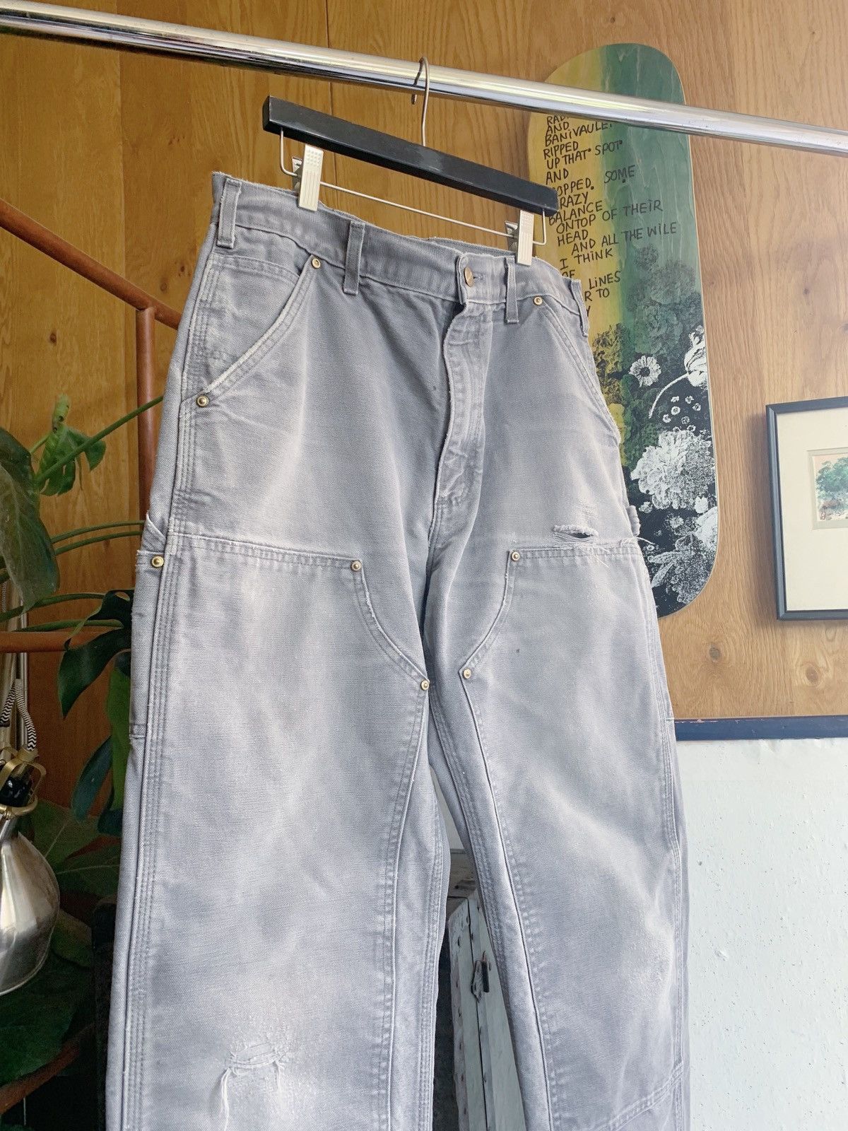 Carhartt Thrashed Sun Faded Distressed Double Knee Pants ERD GRUNGE Size US 32 / EU 48 - 3 Thumbnail