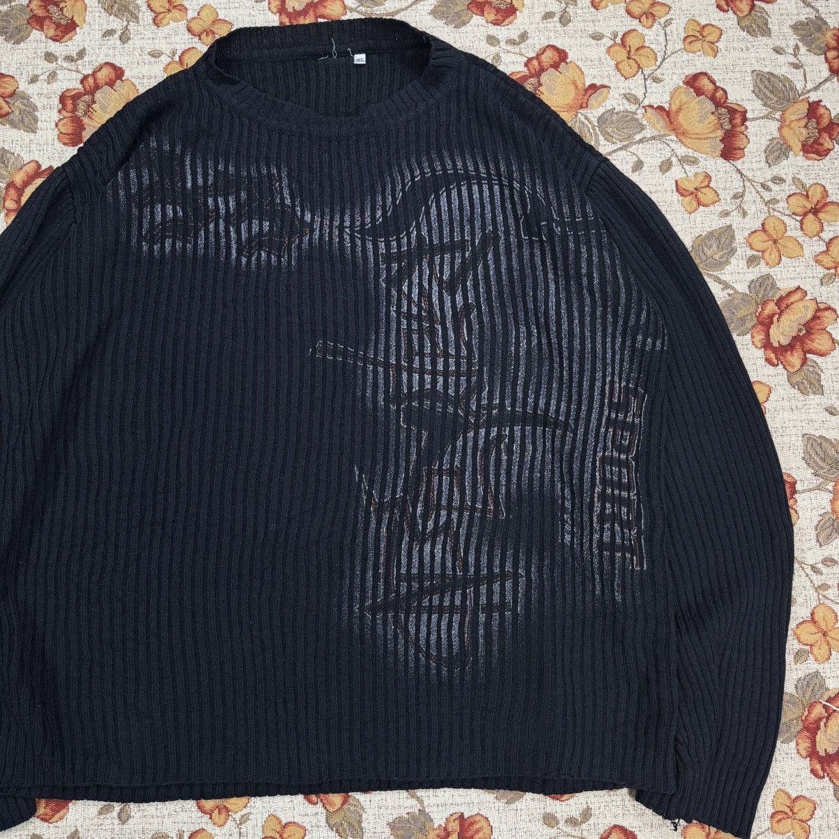 Japanese Brand Crazy Y2K Tribal Knit Dragon Sweater Graffiti Size US XL / EU 56 / 4 - 2 Thumbnail