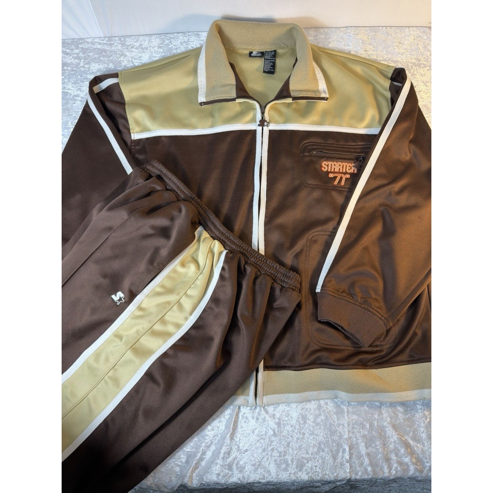 Starter Vintage Starter Tracksuit Y2K Brown Full Zip Jacket Pants XL Size US XL / EU 56 / 4 - 1 Thumbnail