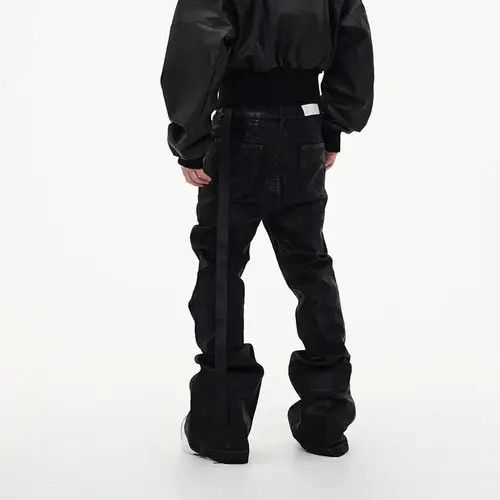 VIBE Street Vintage Rock Brushed Wax Coated Micro Flare Y2K Jeans Size US 34 / EU 50 - 8 Thumbnail