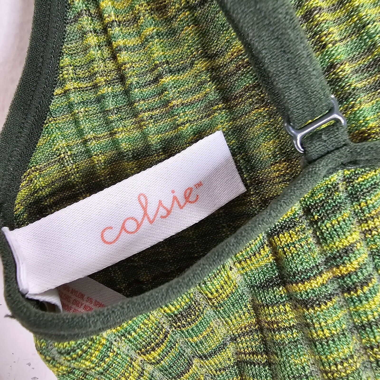 Other Colsie Green Yellow Ribbed Keyhole Spaghetti Strap Bralette Size M / US 6-8 / IT 42-44 - 4 Thumbnail