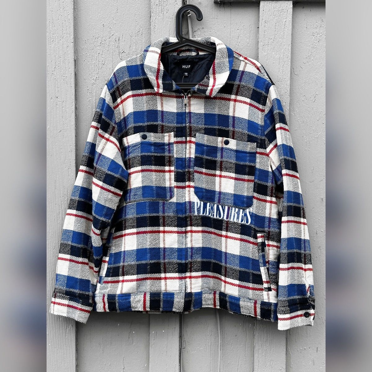 image of Huf x Pleasures — Blackwatch Work Jacket in Blue, Men's (Size 2XL)