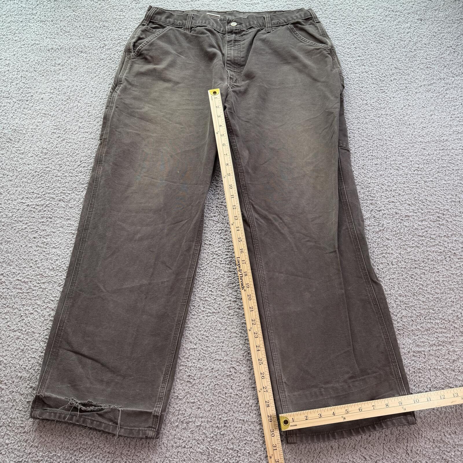 Carhartt Carhartt B11 Dungaree Work Pants Gray 38x32 Distressed Size US 38 / EU 54 - 4 Thumbnail