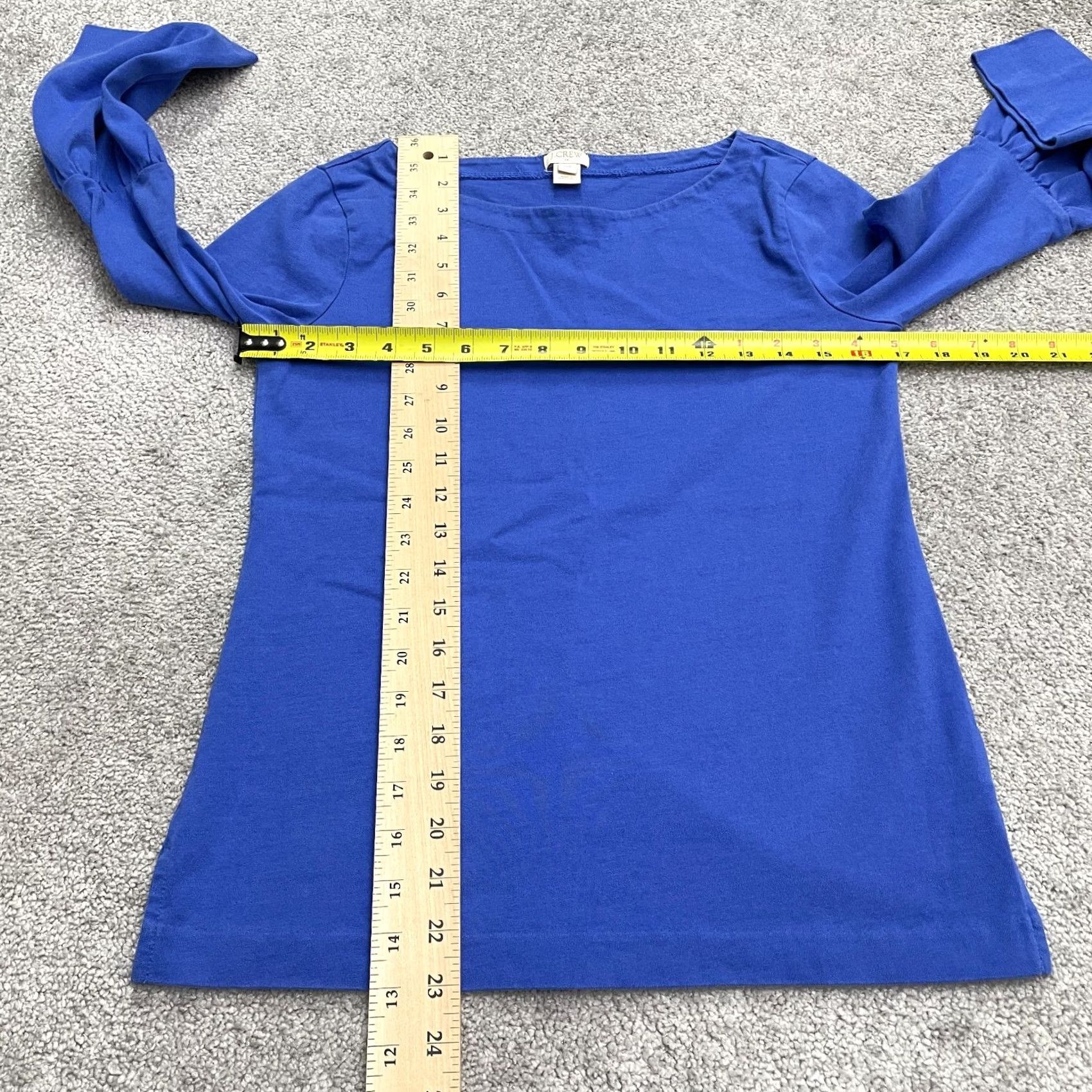 J.Crew J.Crew Blouse Womens XXS Blue Cotton Casual Bell Sleeve Tunic Bateau Boat Neck Size XXS / US 00 / IT 34 - 6 Thumbnail