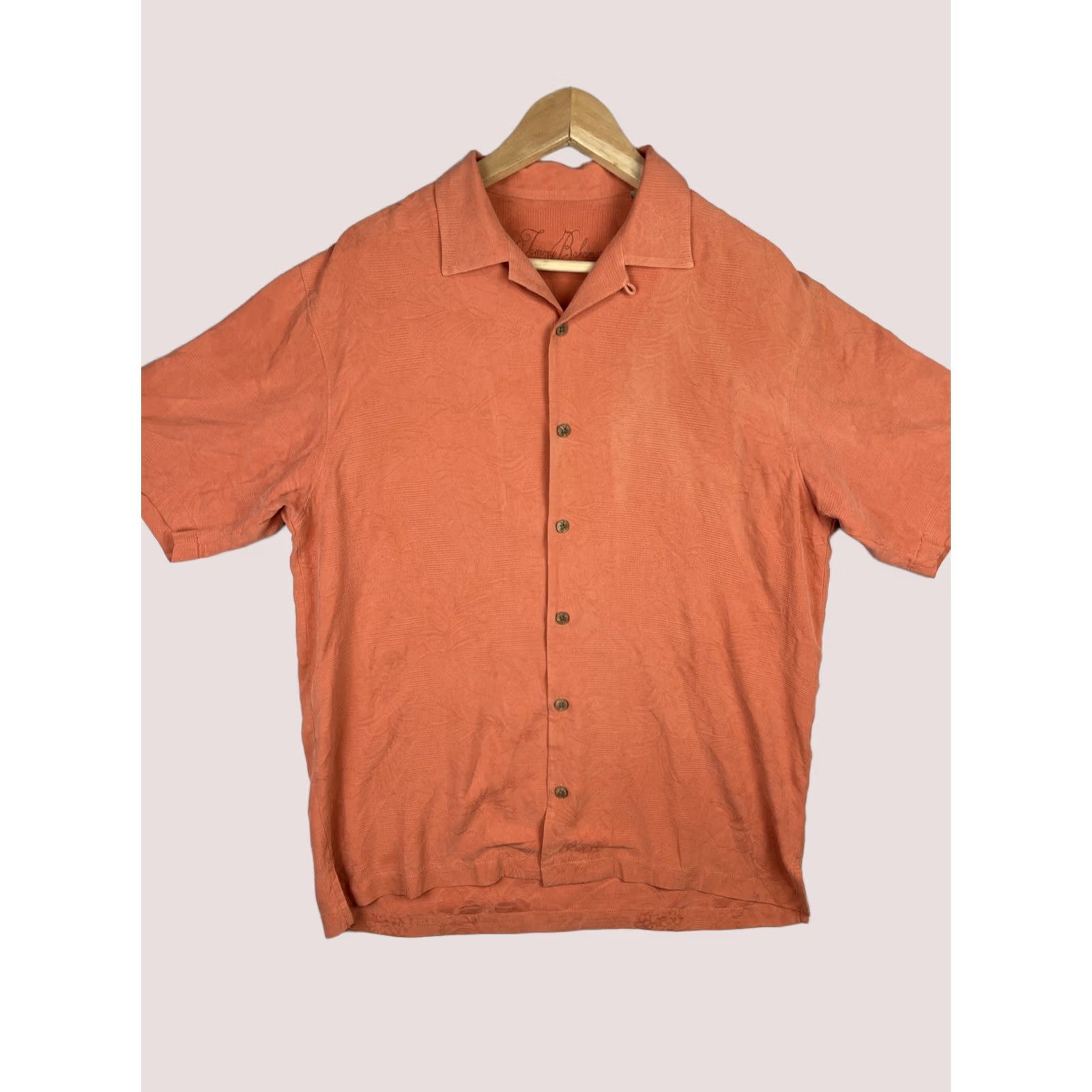 Tommy Bahama Tommy Bahama Shirt Mens Small Orange Paradise in Every Puff Camp Beach Silk Shirt Size US S / EU 44-46 / 1 - 1 Thumbnail