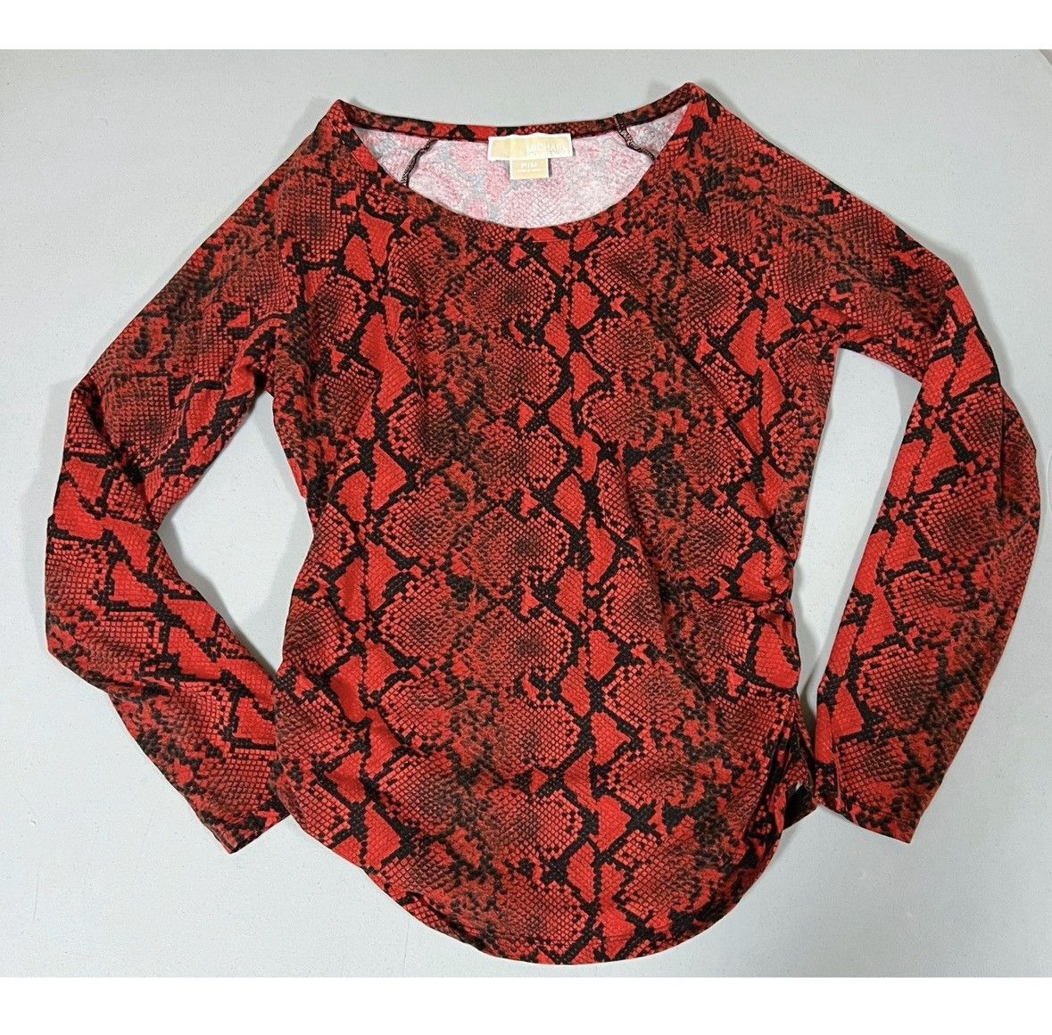 Michael Kors Michael Kors Red Snakeskin Print Shirt Top Blouse Size M ♥️✨ Size M / US 6-8 / IT 42-44 - 2 Thumbnail