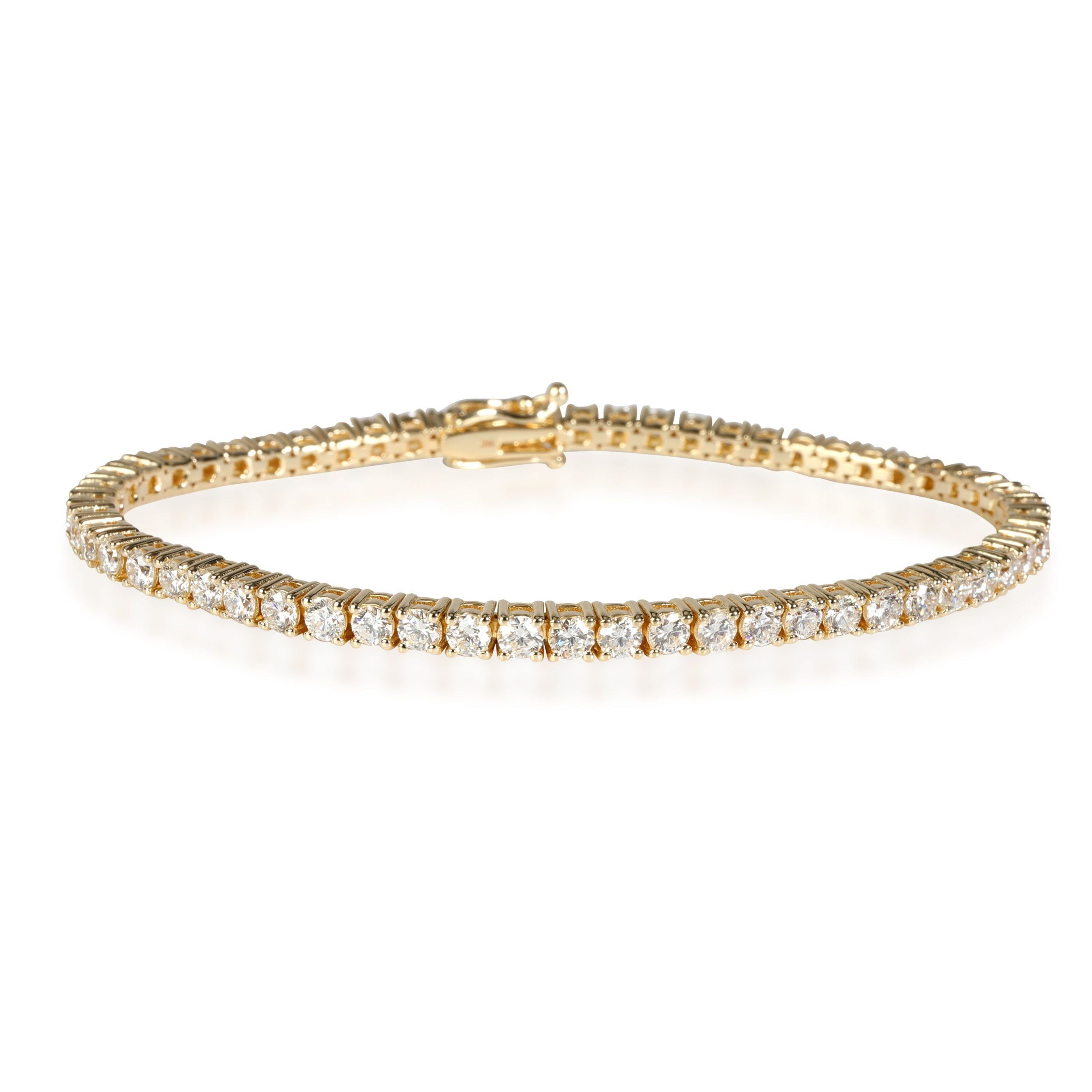 image of Tiffany Co Four Prong Diamond Tennis Bracelet In 14K Yellow Gold 6.6 Ctw, Women's