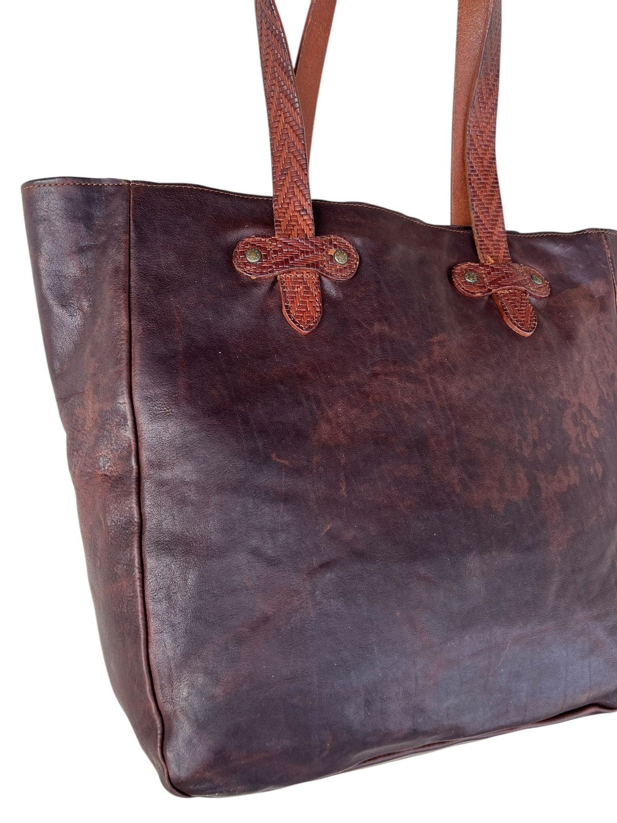 Buttero Vintage Buttero Italy Distressed Patina Leather Tote Bag Size ONE SIZE - 13 Thumbnail