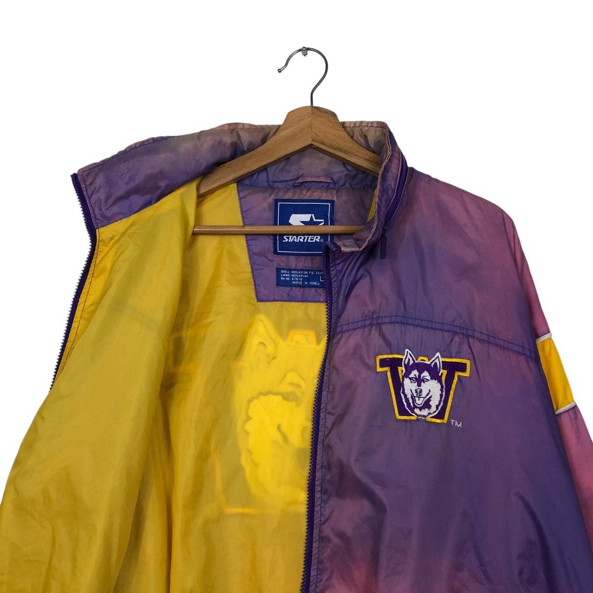 Starter 🔥VINTAGE BOMBER JACKET STARTER WASHINGTON HUSKIES SUN FADED Size US L / EU 52-54 / 3 - 14 Thumbnail