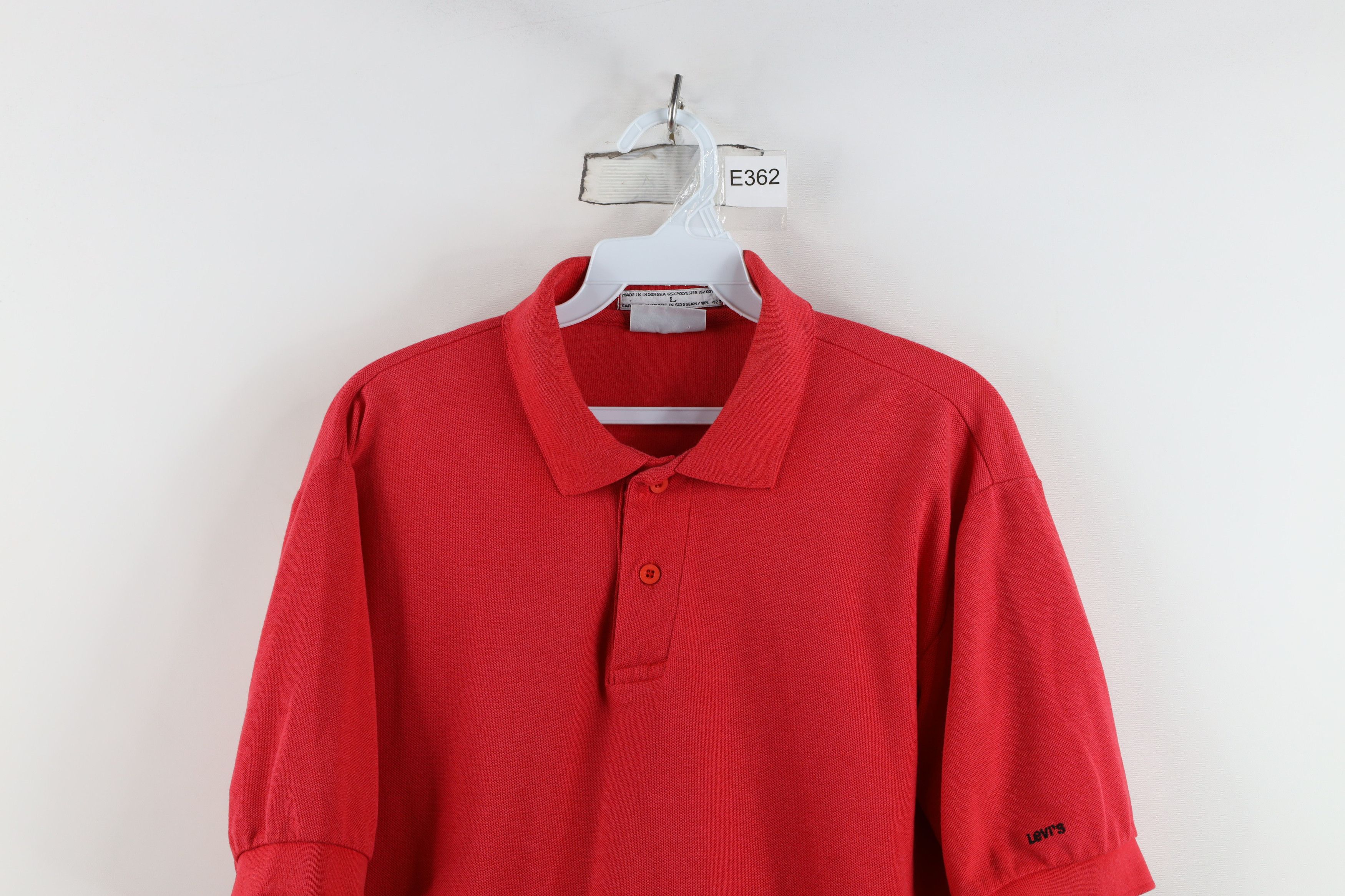Levi's Vintage 80s Levis Spell Out Short Sleeve Golf Polo Shirt Red Size US L / EU 52-54 / 3 - 2 Thumbnail