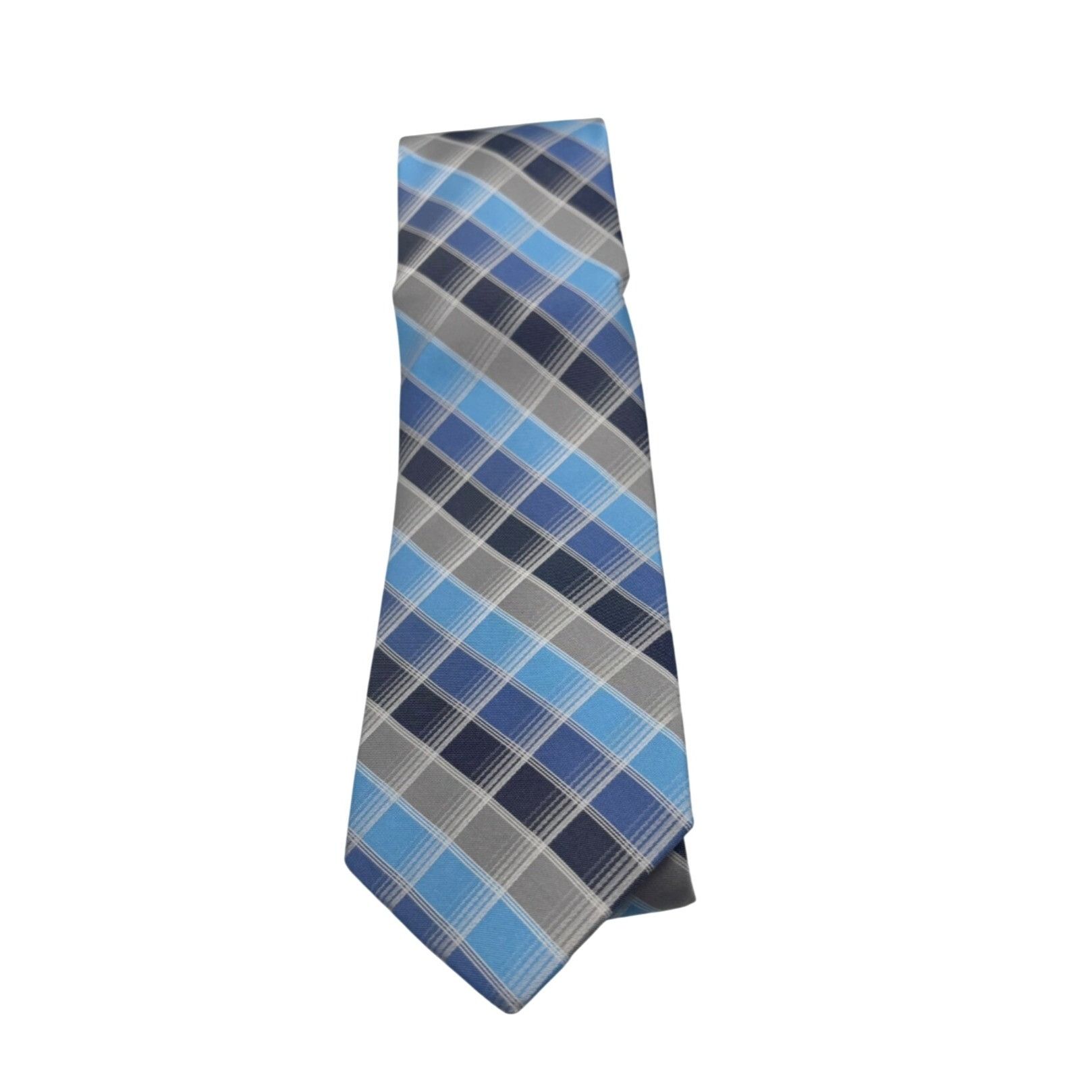 Perry Ellis Perry Ellis Portfolio Plaid Silk Necktie, Blue, OS Size ONE SIZE - 1 Thumbnail