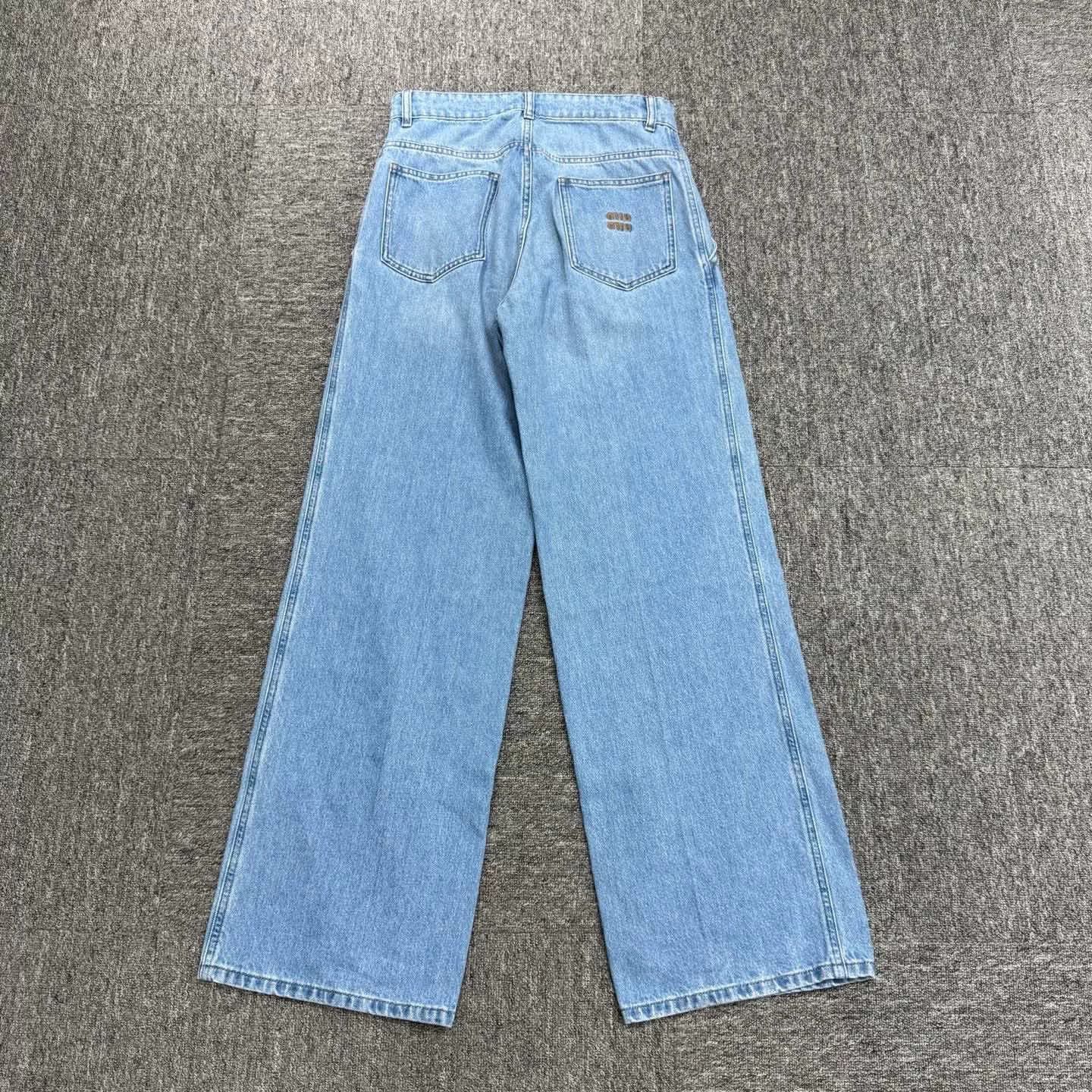 Miu Miu miumiu embroidered letter denim pants. Size 35" - 2 Thumbnail