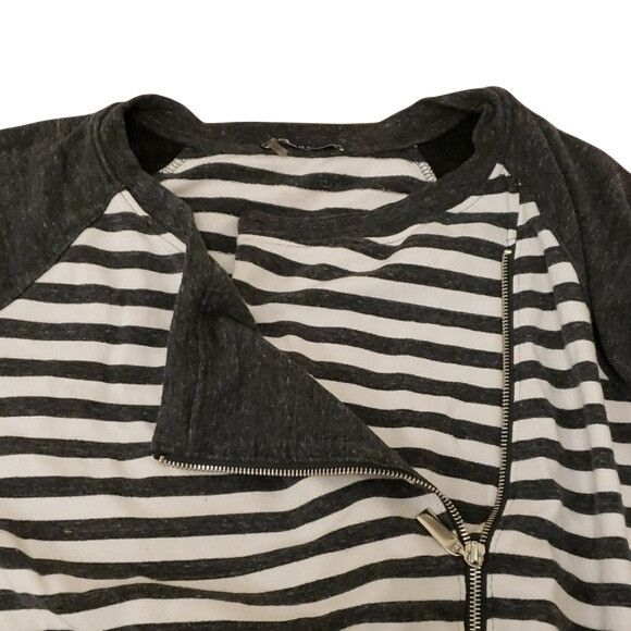 TART Collections Tart Zip Up Moto Sweatshirt Jacket Wrap Side Zip Stripe Grey Size M / US 6-8 / IT 42-44 - 8 Thumbnail
