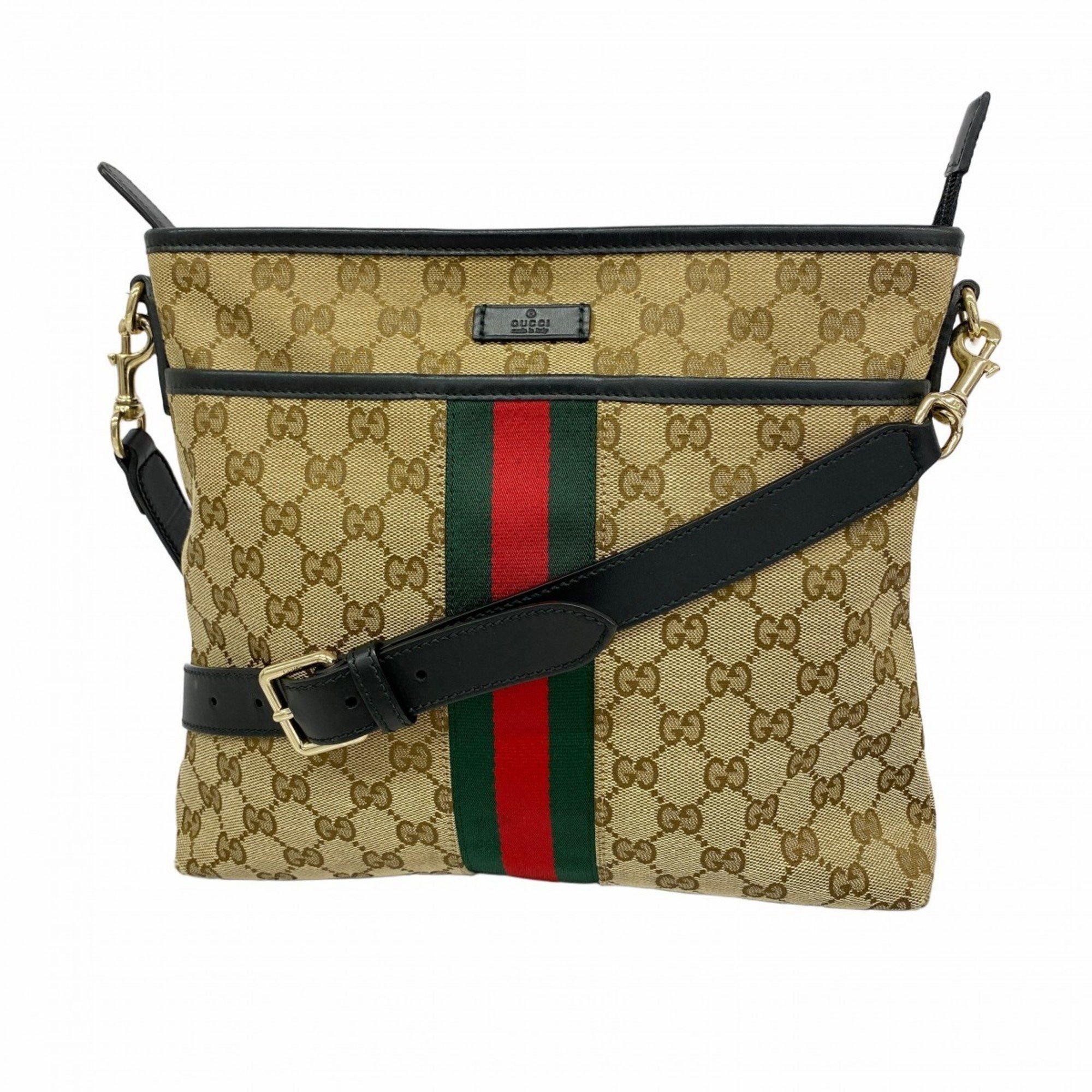 Gucci Shoulder Bag GG Canvas Sherry Line 388926 Brown Champagne Ladies, Women's