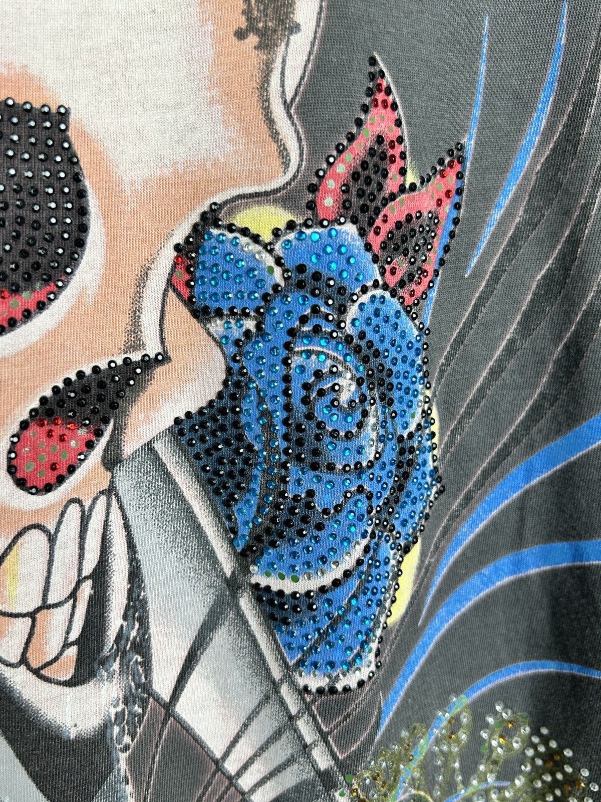Christian Audigier 00s Vintage Christian Audigier Ed Hardy Skull Rhinestone Tee Size US M / EU 48-50 / 2 - 4 Thumbnail
