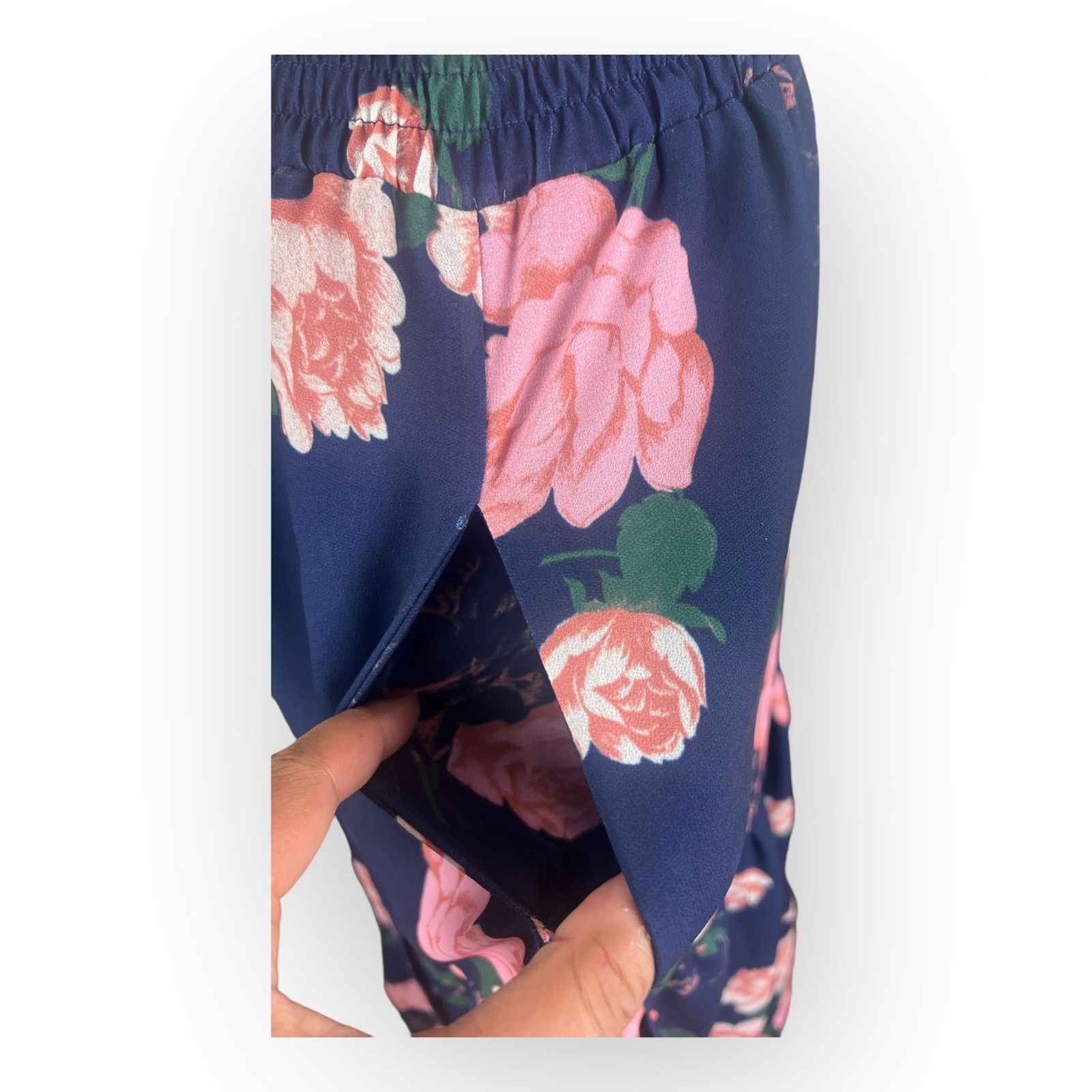 Vintage Modcloth Floral A-Line Skirt Navy Blue & Pink Flowers Size 28" / US 6 / IT 42 - 5 Thumbnail