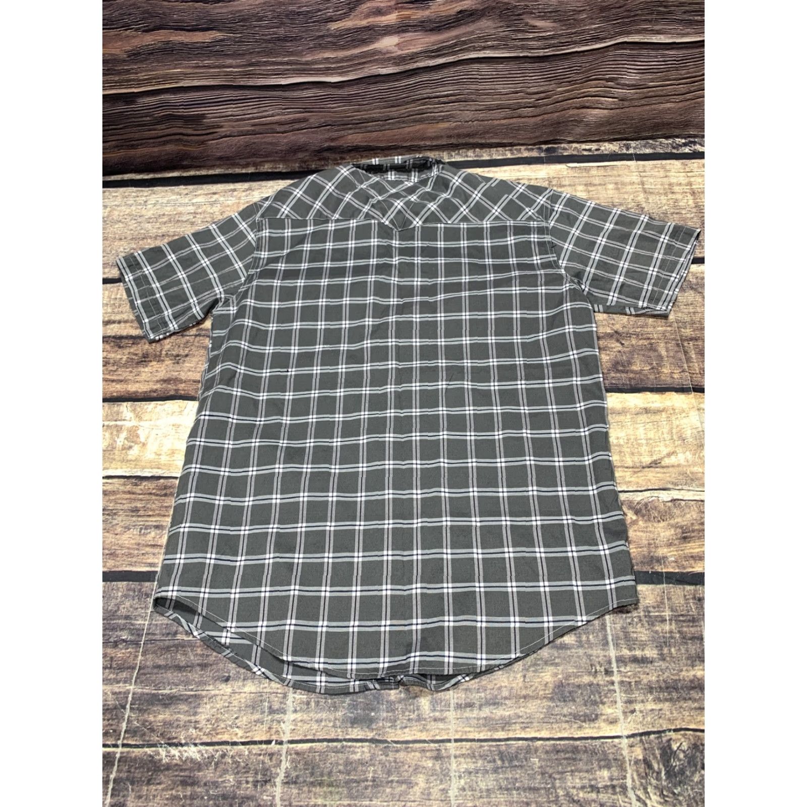 Vintage Western Shirt Casual Country Mens Short Sleeve Pearl Snap Plaid Gray Large Size Size US L / EU 52-54 / 3 - 6 Thumbnail