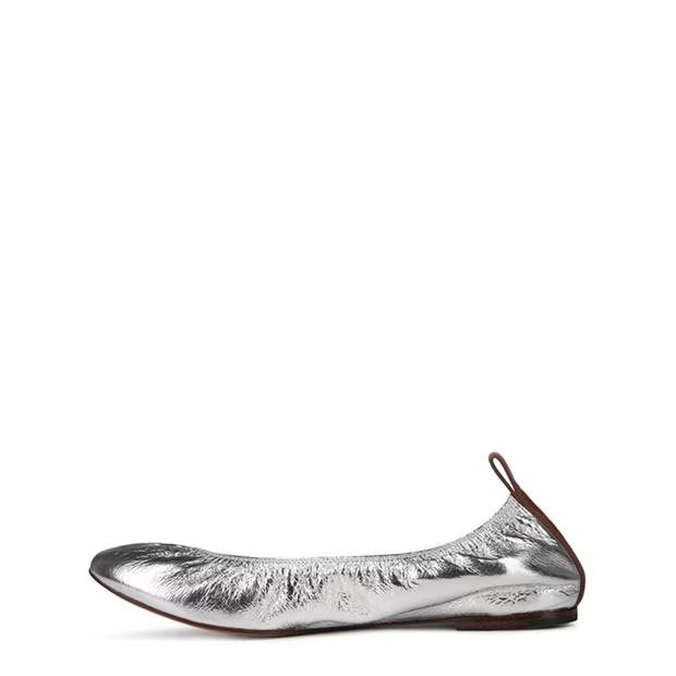 Lanvin o1g2r1mq1024 Leather Ballet Flats in Silver & Brown Size US 7 / IT 37 - 2 Thumbnail