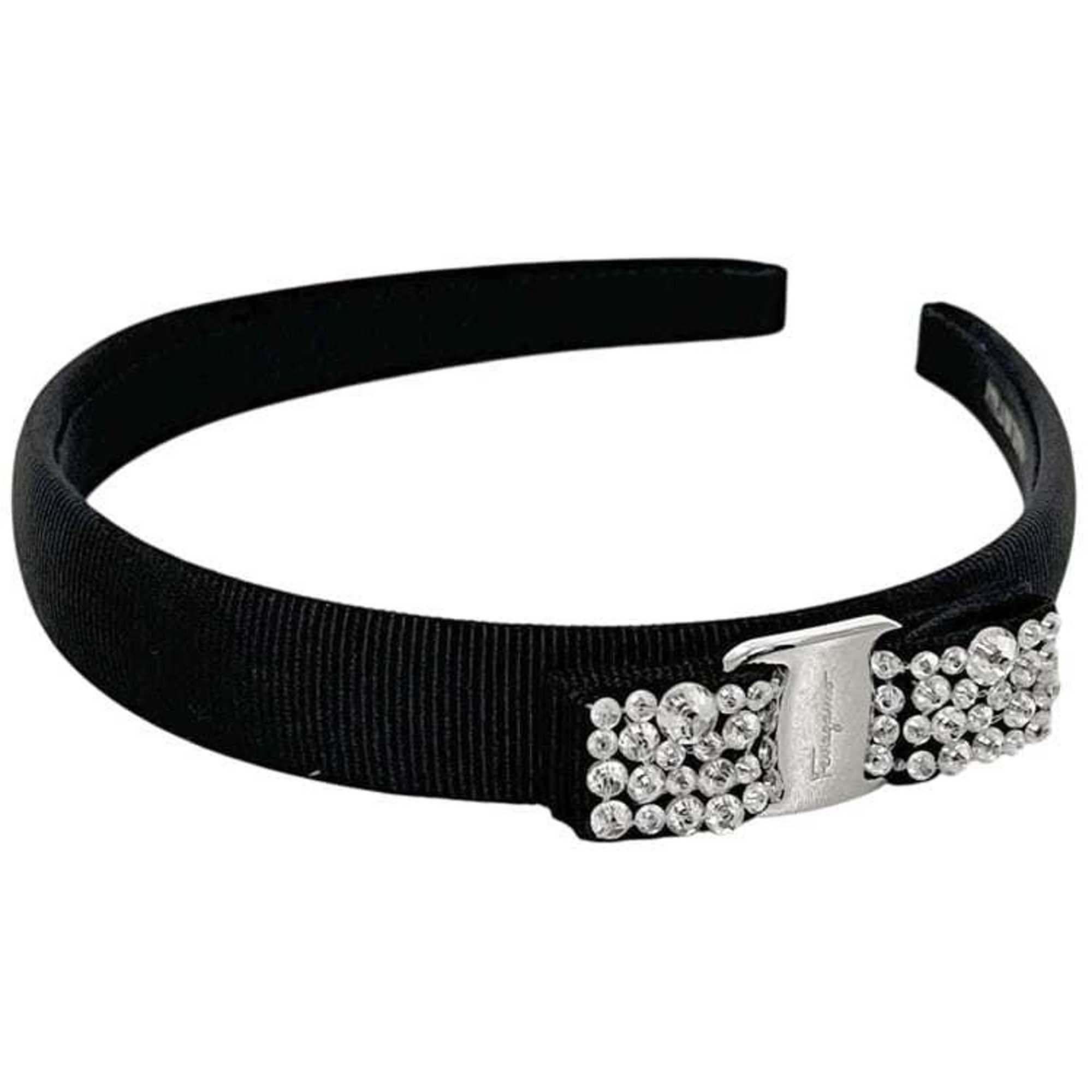 Salvatore Ferragamo Salvatore Ferragamo headband f-25147 in black Vara canvas with rhinestones. Also suitable for women's hair. Size ONE SIZE - 1 Thumbnail