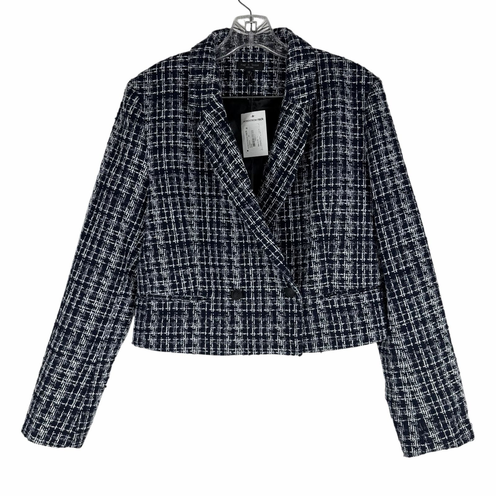 Rag & Bone Rag & Bone Elvy Tweed Double Breasted Blazer Navy Size 12 Size XL / US 12-14 / IT 48-50 - 4 Thumbnail