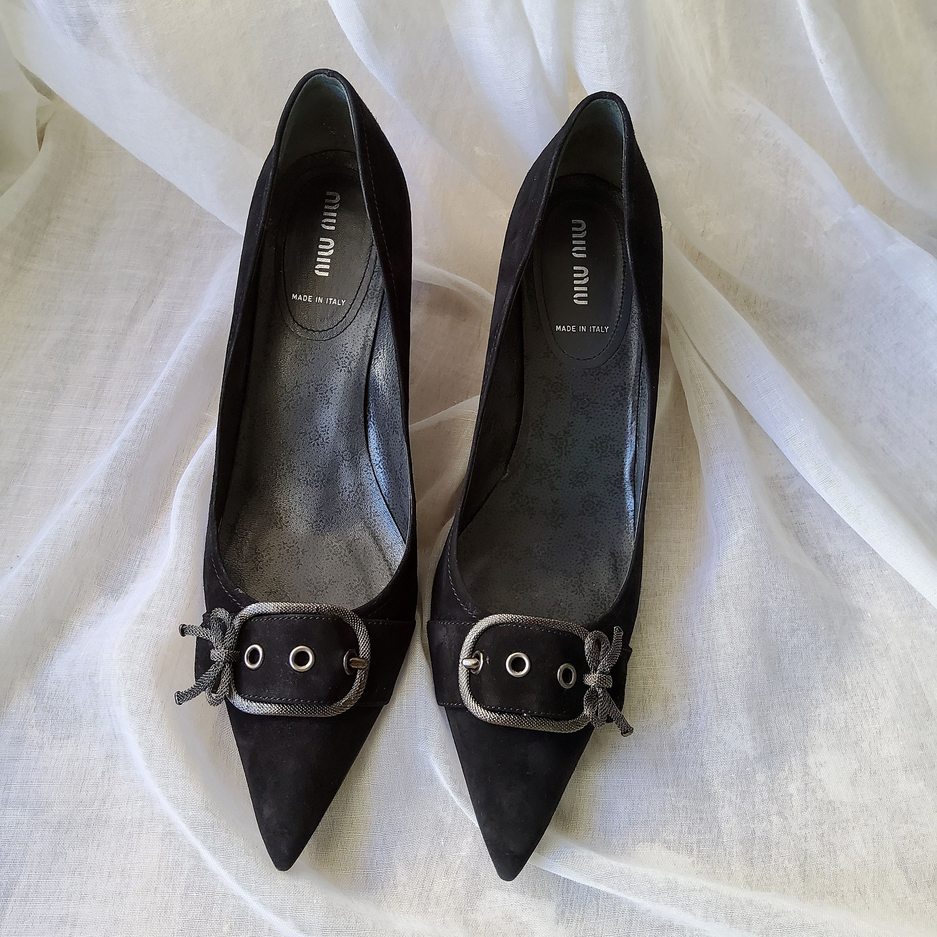 Miu Miu Miu Miu vintage y2k suede leather buckle pointy kitten heels Size US 10 / IT 40 - 6 Thumbnail