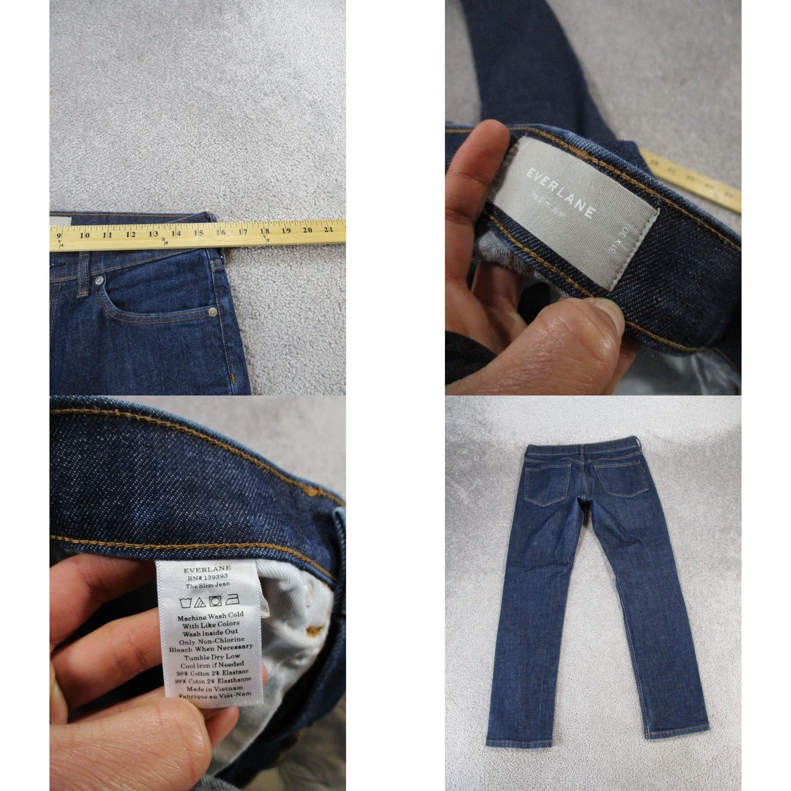 Everlane Everlane Mens Slim Jeans 31X30 Dark Blue Denim Regular Mens Size US 31 - 8 Thumbnail