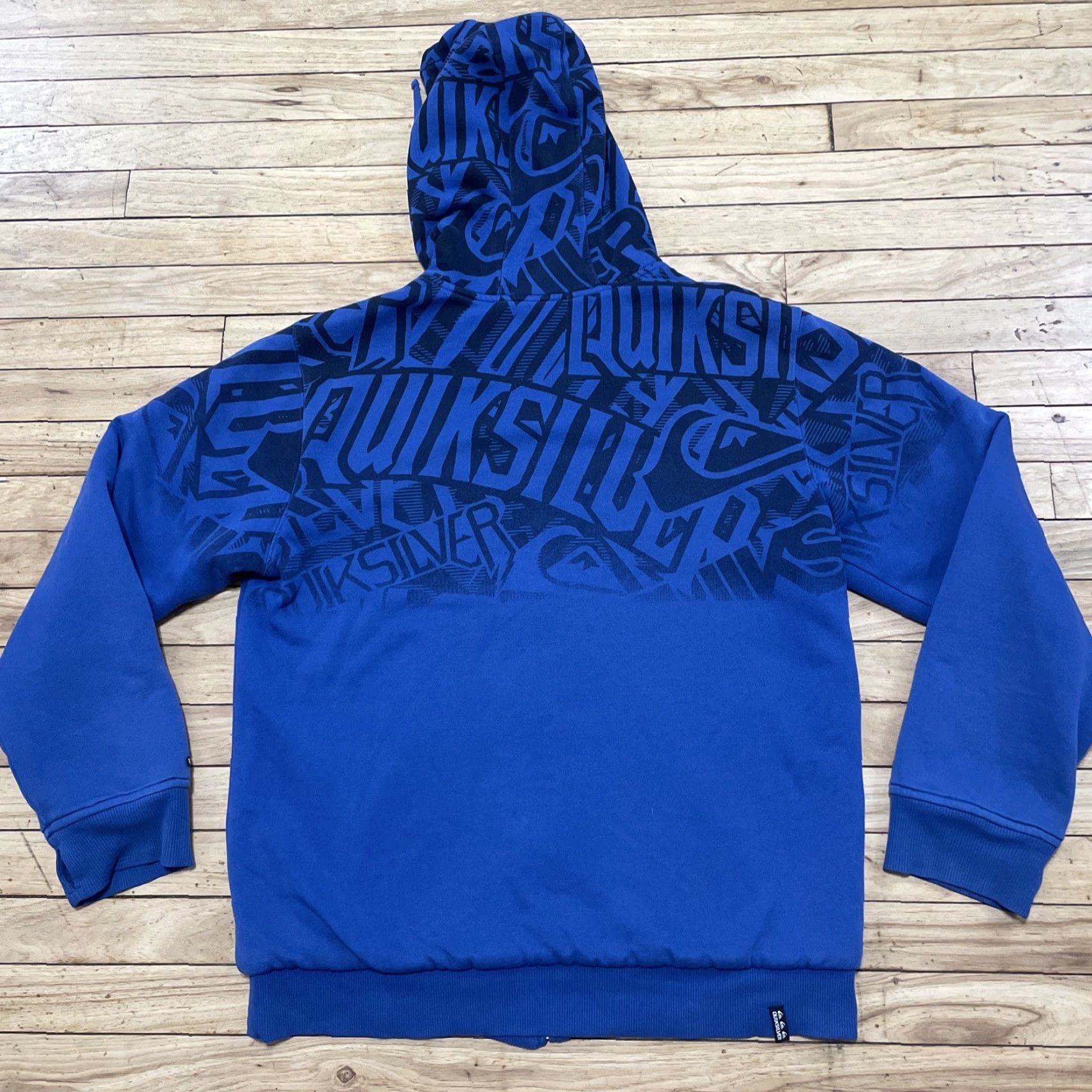 Quiksilver VINTAGE Quiksilver Hoodie Men L Blue Double Graphic Embroidered Zip Jacket Surf Skate Maxi AOP Rare Size US L / EU 52-54 / 3 - 3 Thumbnail