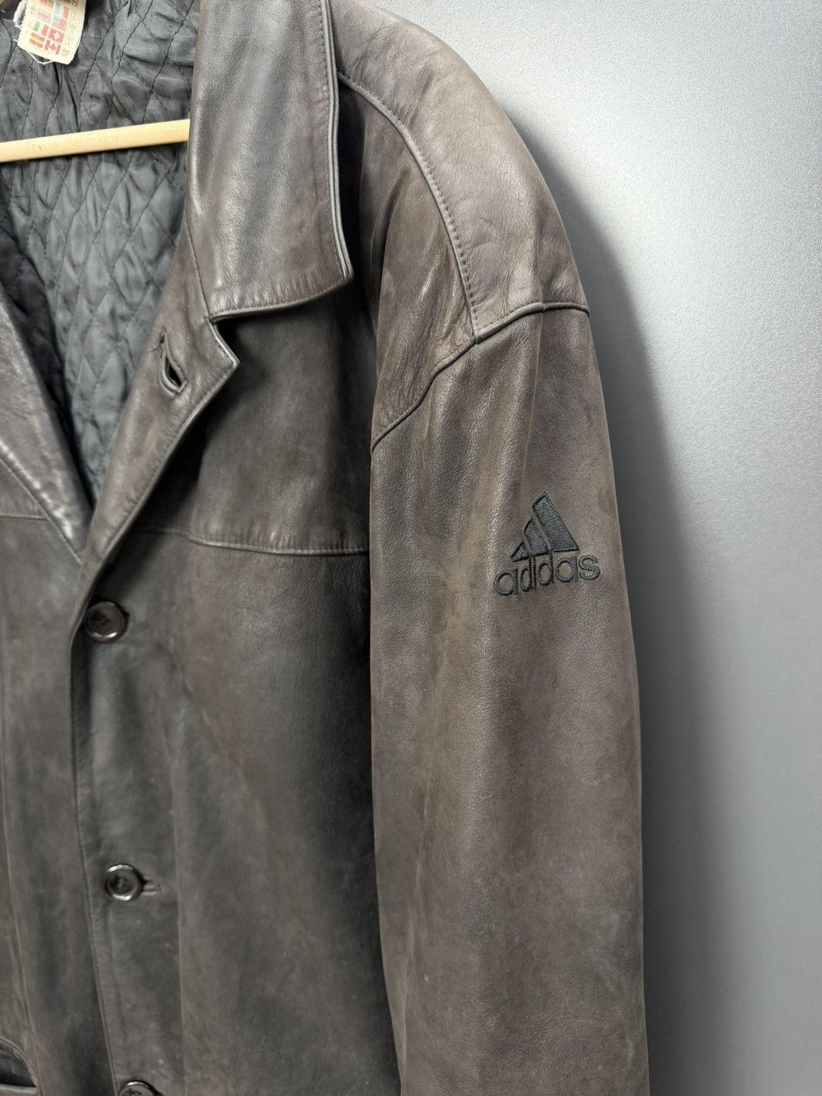 Adidas Vintage Adidas Dark Brown Leather Jacket Coat Size L Size US L / EU 52-54 / 3 - 2 Thumbnail