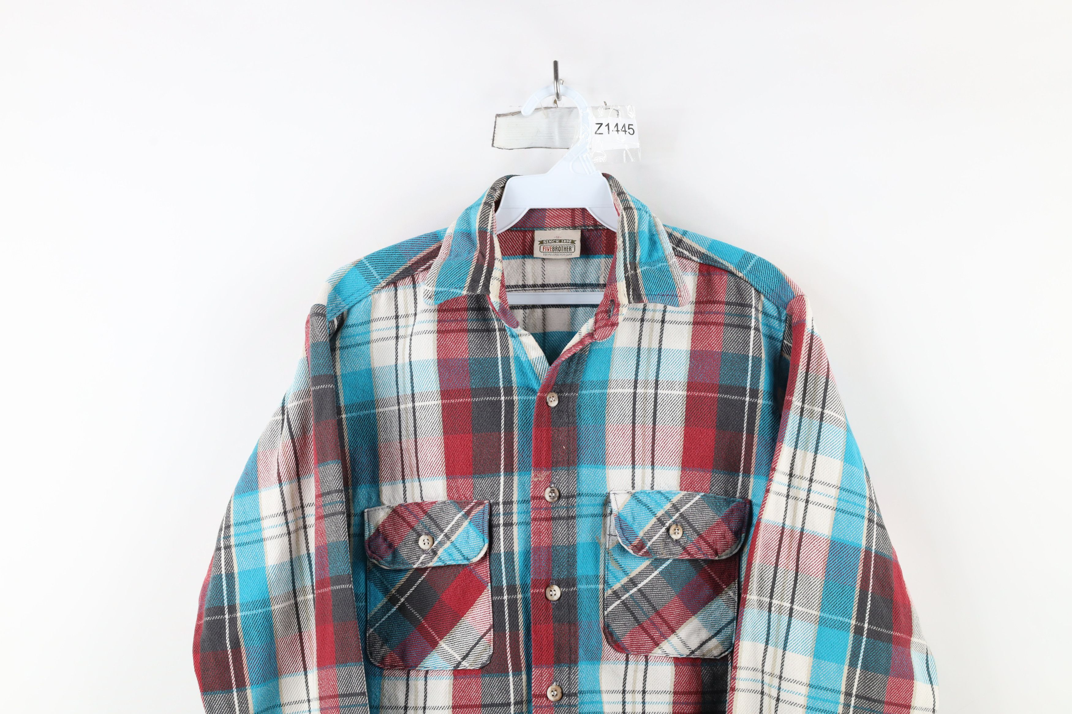 FiveBrother × Vintage Vintage 90s Five Brother Flannel Workwear Button Shirt USA Size US M / EU 48-50 / 2 - 2 Thumbnail