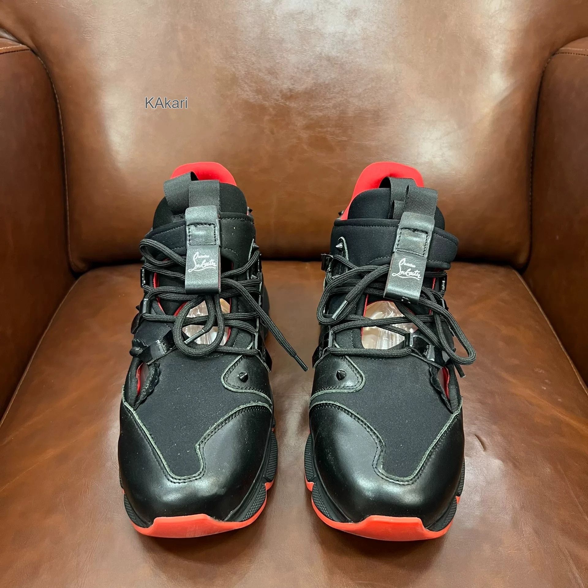Christian Louboutin Christian Louboutin CL Black Red Sneakers Size US 9.5 / EU 42-43 - 2 Thumbnail