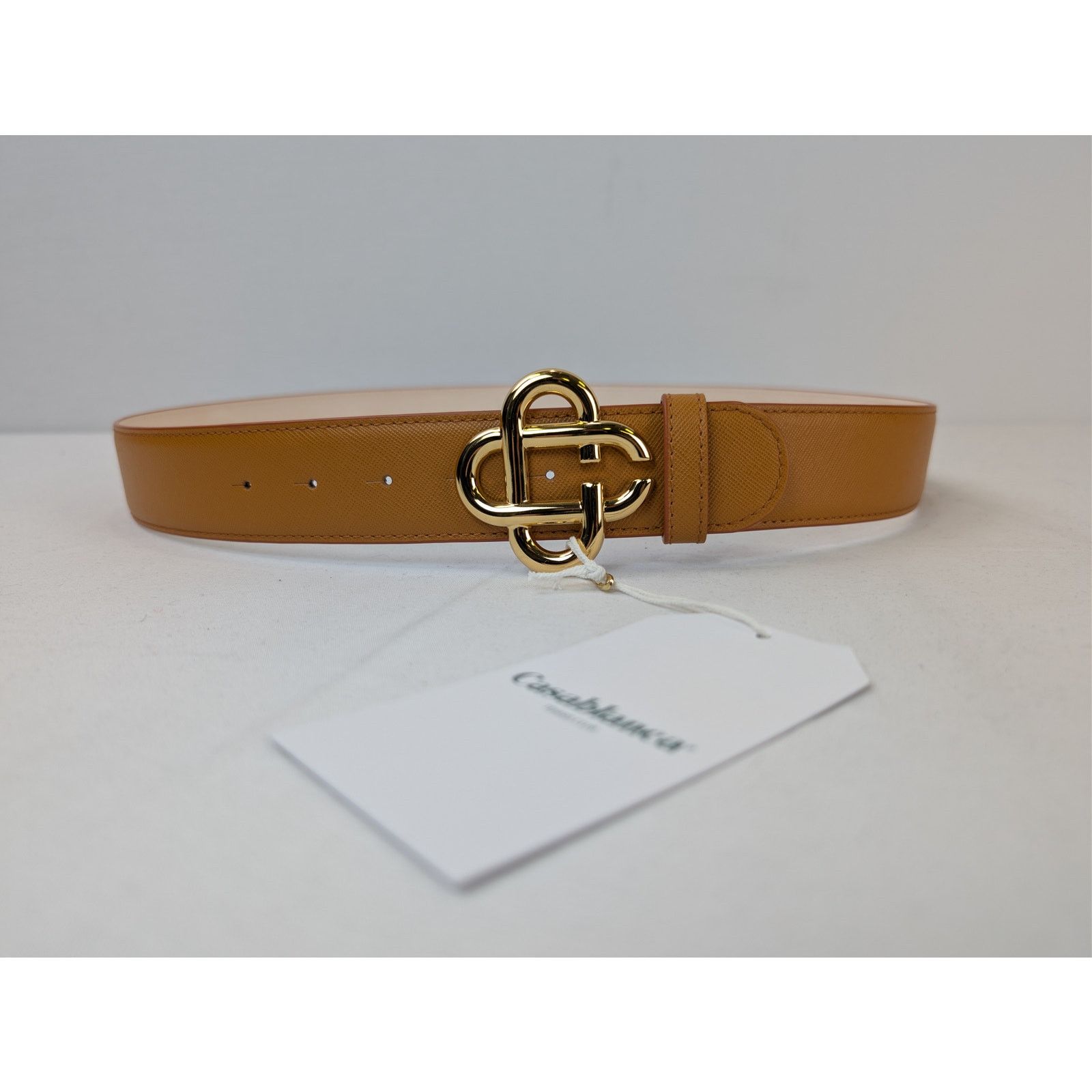 Casablanca o1rshd1 Size: 105cm / Men's Leather CC Logo Buckle Belt Tan Size 42 - 5 Thumbnail