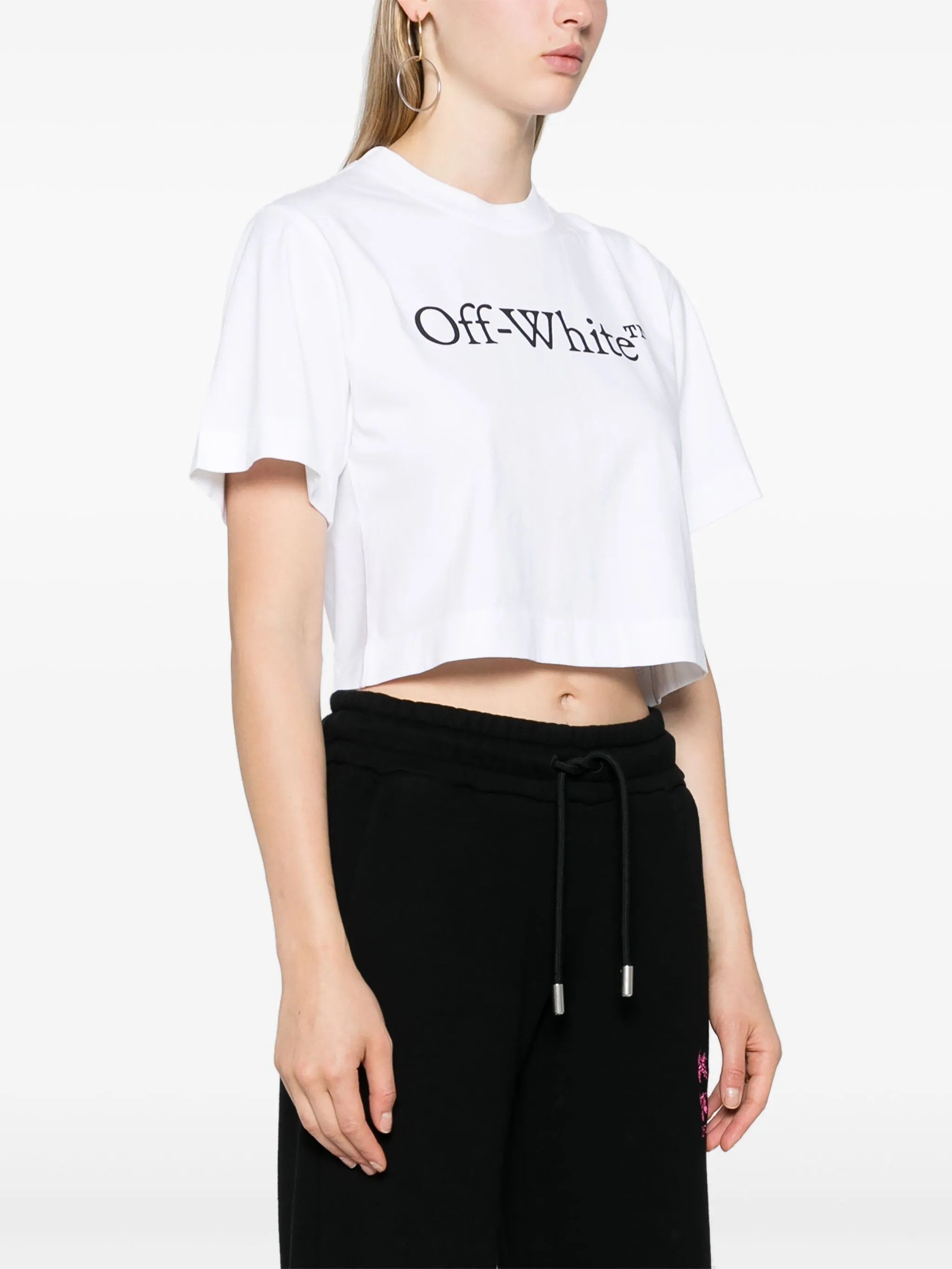 Off-White o1gr1nt0425 Thick Need Space Crop T-Shirt in White Size M / US 6-8 / IT 42-44 - 3 Thumbnail