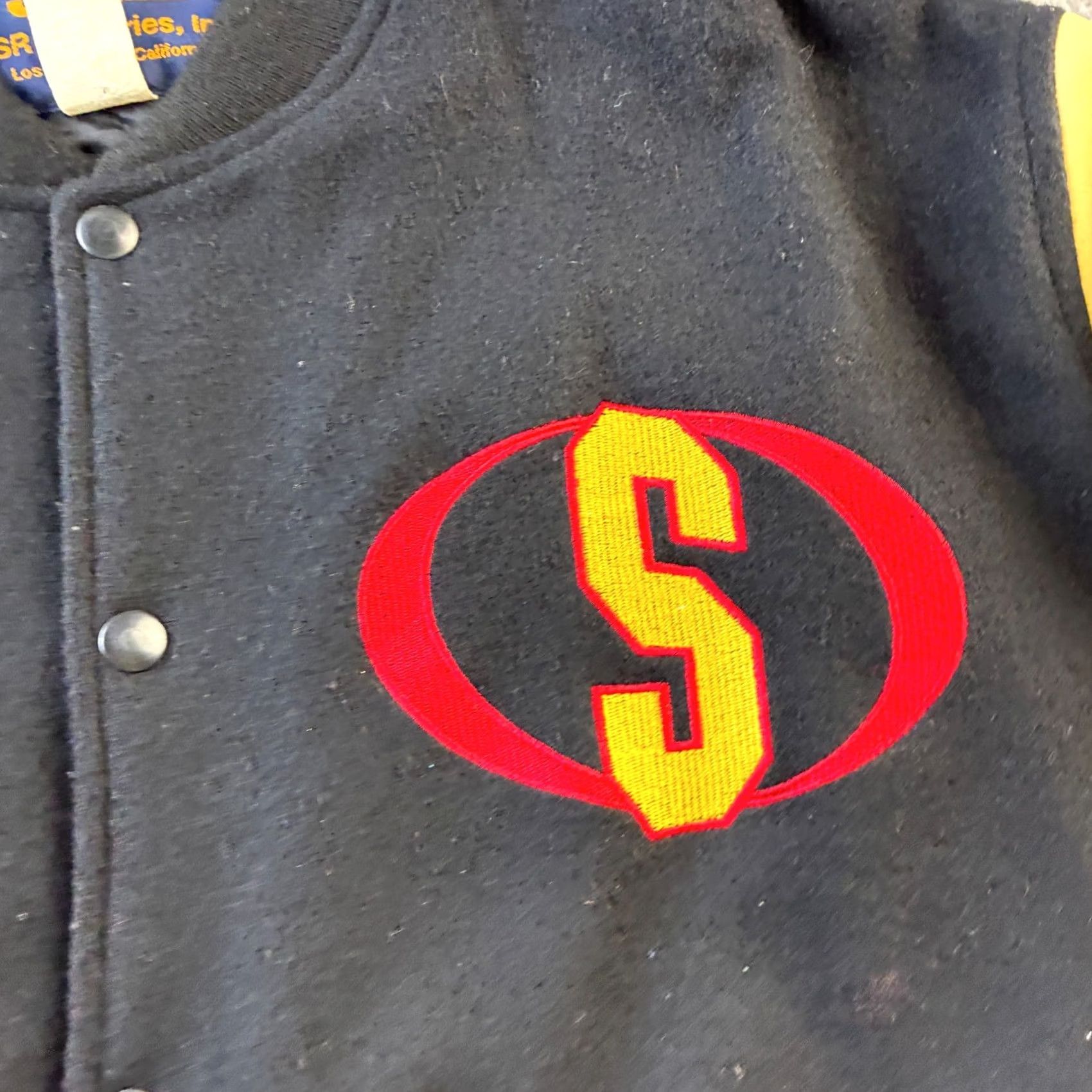 Vintage VINTAGE JSR Varsity Bomber Letterman Jacket Mens XL Black Wool Leather USA Made Size US XL / EU 56 / 4 - 4 Thumbnail