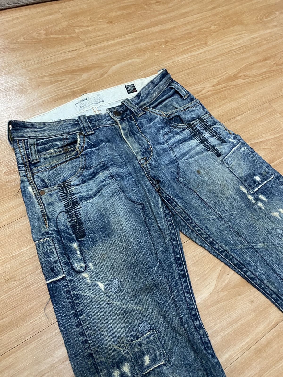Designer × Japanese Brand Vintage bartack denim patch work pattern rasta style Size US 30 / EU 46 - 7 Thumbnail