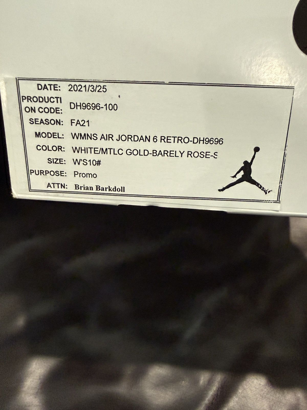 Nike Air Jordan 6 “Gold Hoops” Promo Sample - (Dh9696-100) DS OG Size US 10 / IT 40 - 10 Thumbnail
