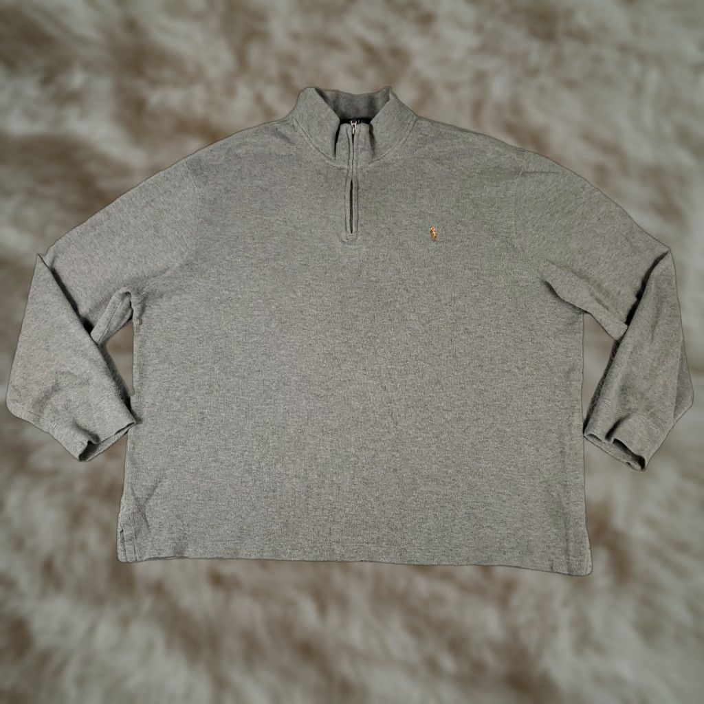 Polo Ralph Lauren Polo Ralph Lauren Sweater Mens XL Gray 1/4 Zip Pullover Knit Classic Preppy Size US XL / EU 56 / 4 - 1 Thumbnail