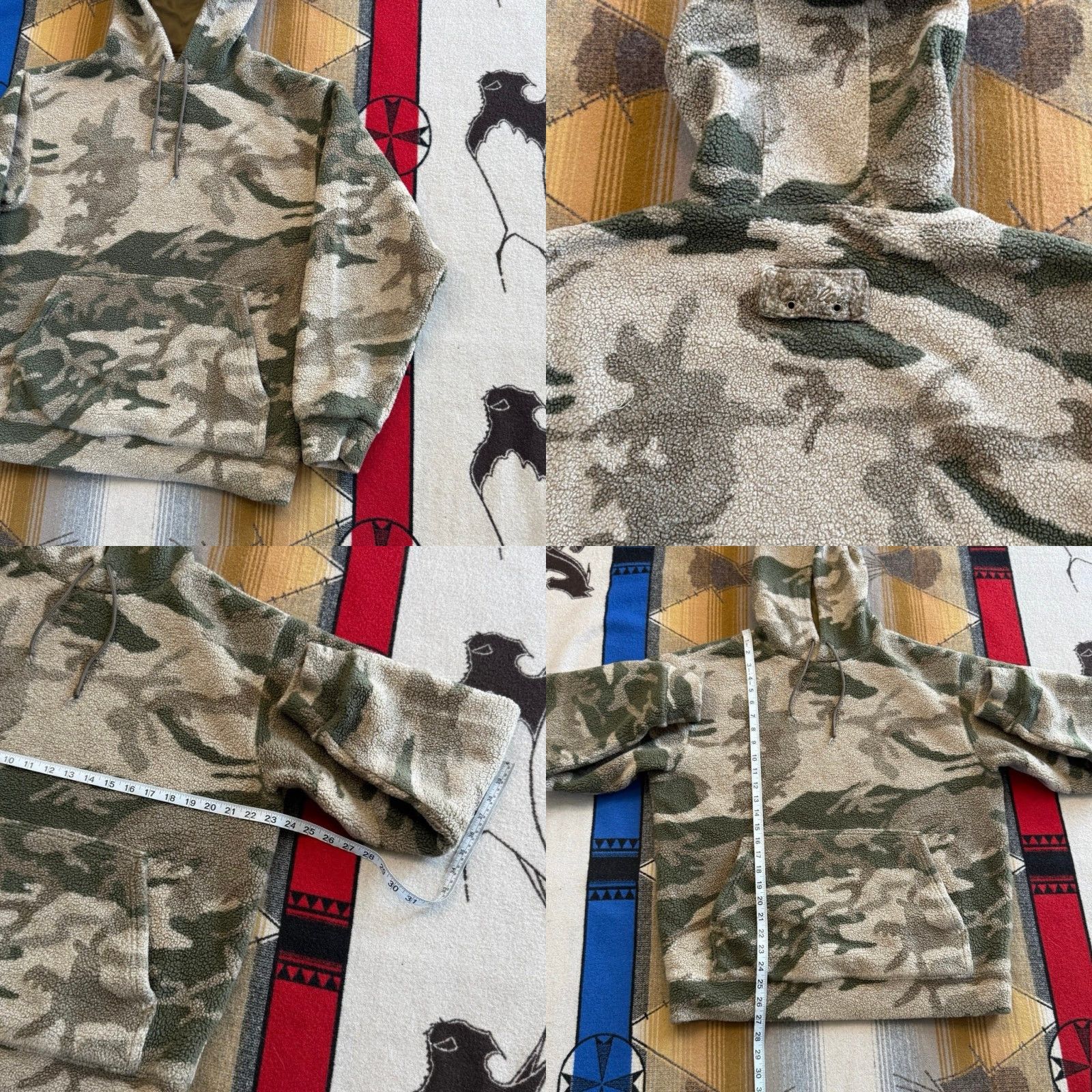 Vintage Cabela's Hoodie Mens M Brown Green Camo Berber Fleece Sweatshirt Hunting Outdoor Camouflage Pullover Long Sleeve Beige Size US M / EU 48-50 / 2 - 8 Thumbnail