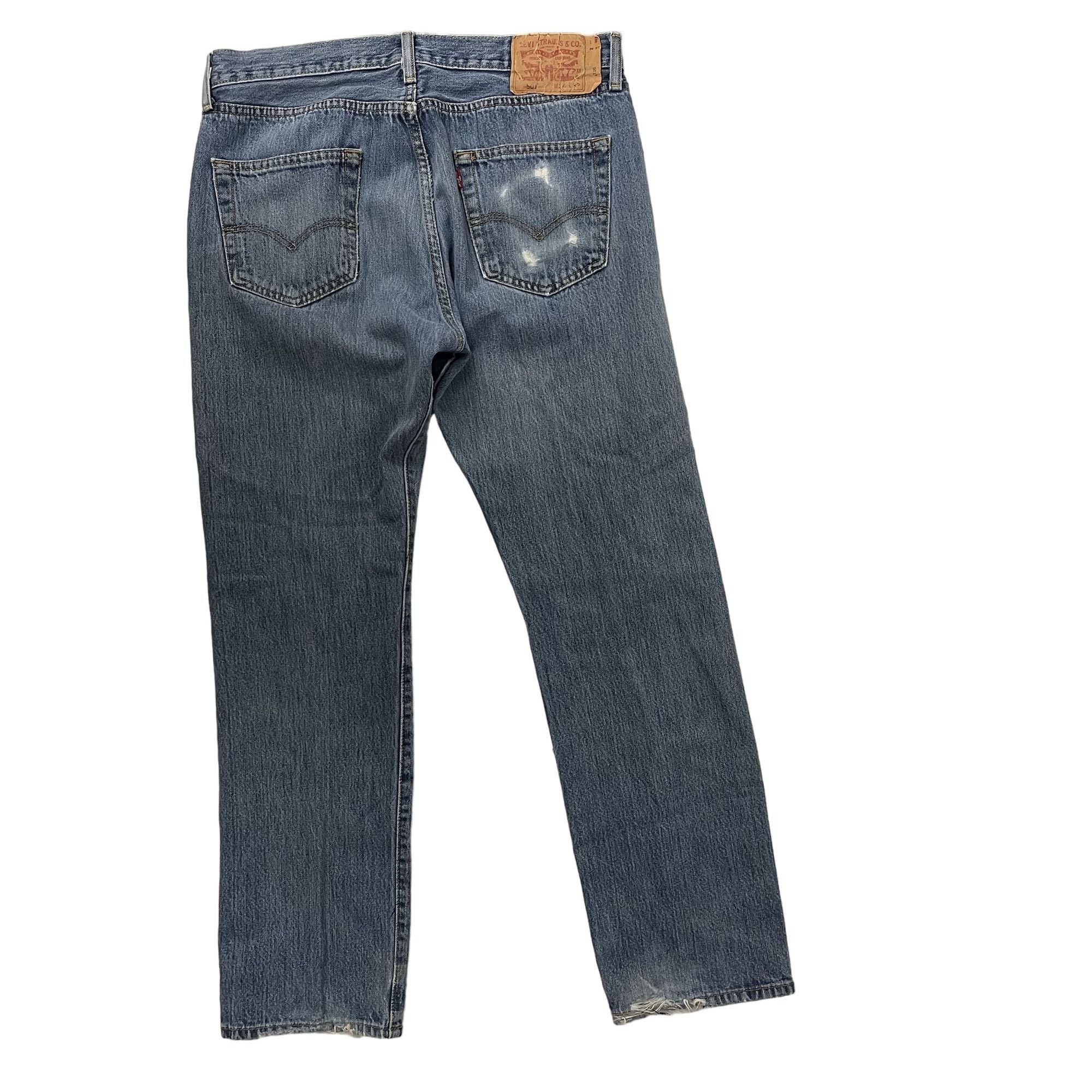 Levi's Y2K Levis 501 XX DISTRESSED Blue Jeans FRAYED Pants Size US 34 / EU 50 - 4 Thumbnail