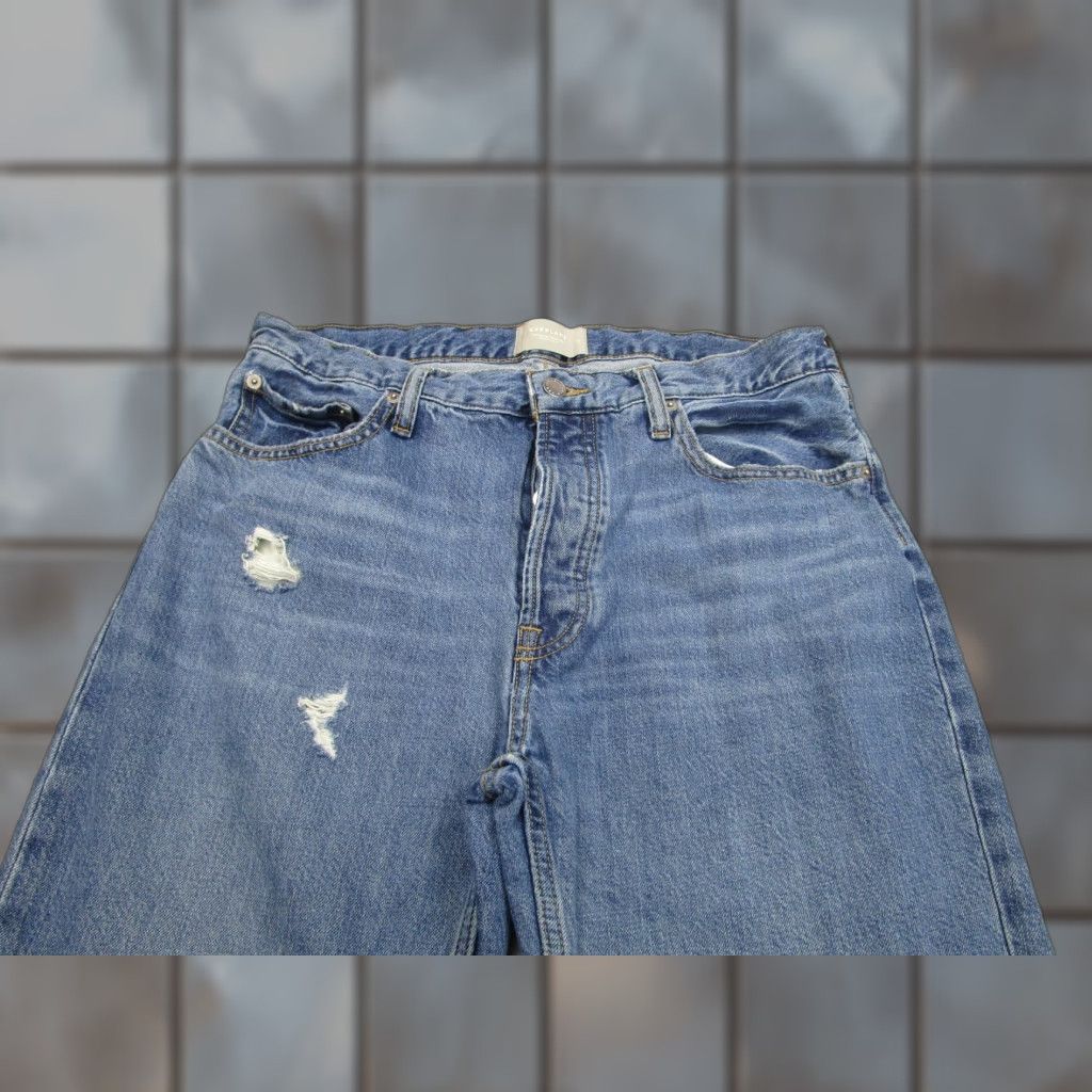Everlane Everlane Jeans Womens 28 Blue The Summer Slouch High Rise Straight Distressed Size 28" / US 6 / IT 42 - 1 Thumbnail
