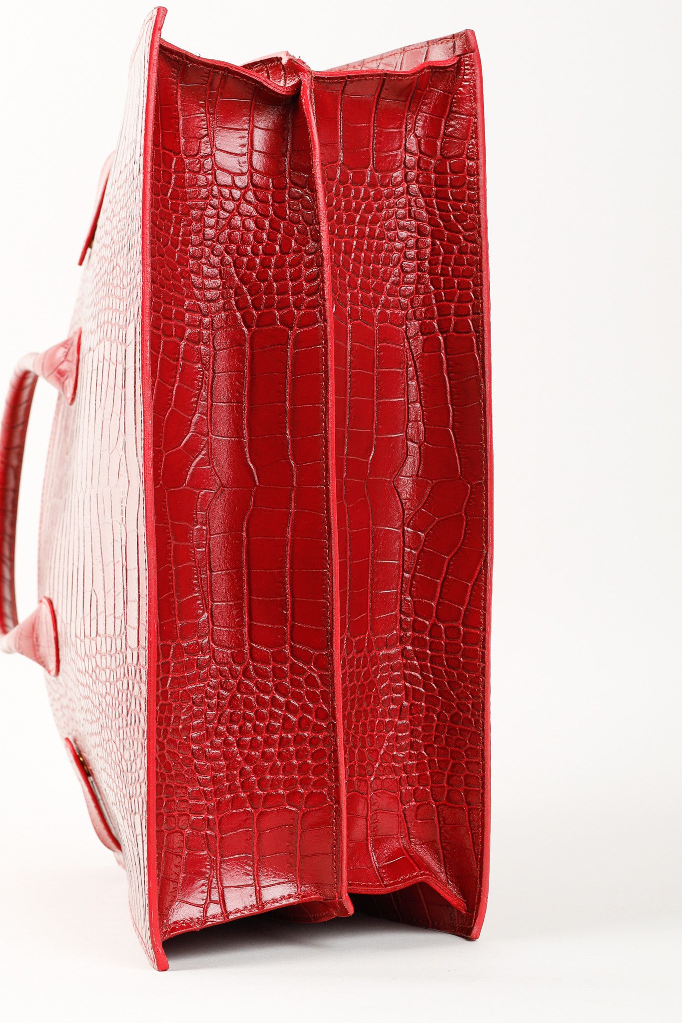 Designer Teddy Blake Kate Red Croco Embossed Leather Handbag Size ONE SIZE - 5 Thumbnail