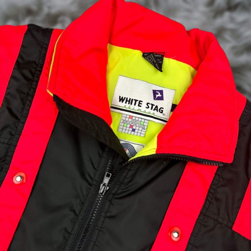White Stag Jacket Black/Neon Orange/Yellow Full Zip XL Men’s Windbreaker