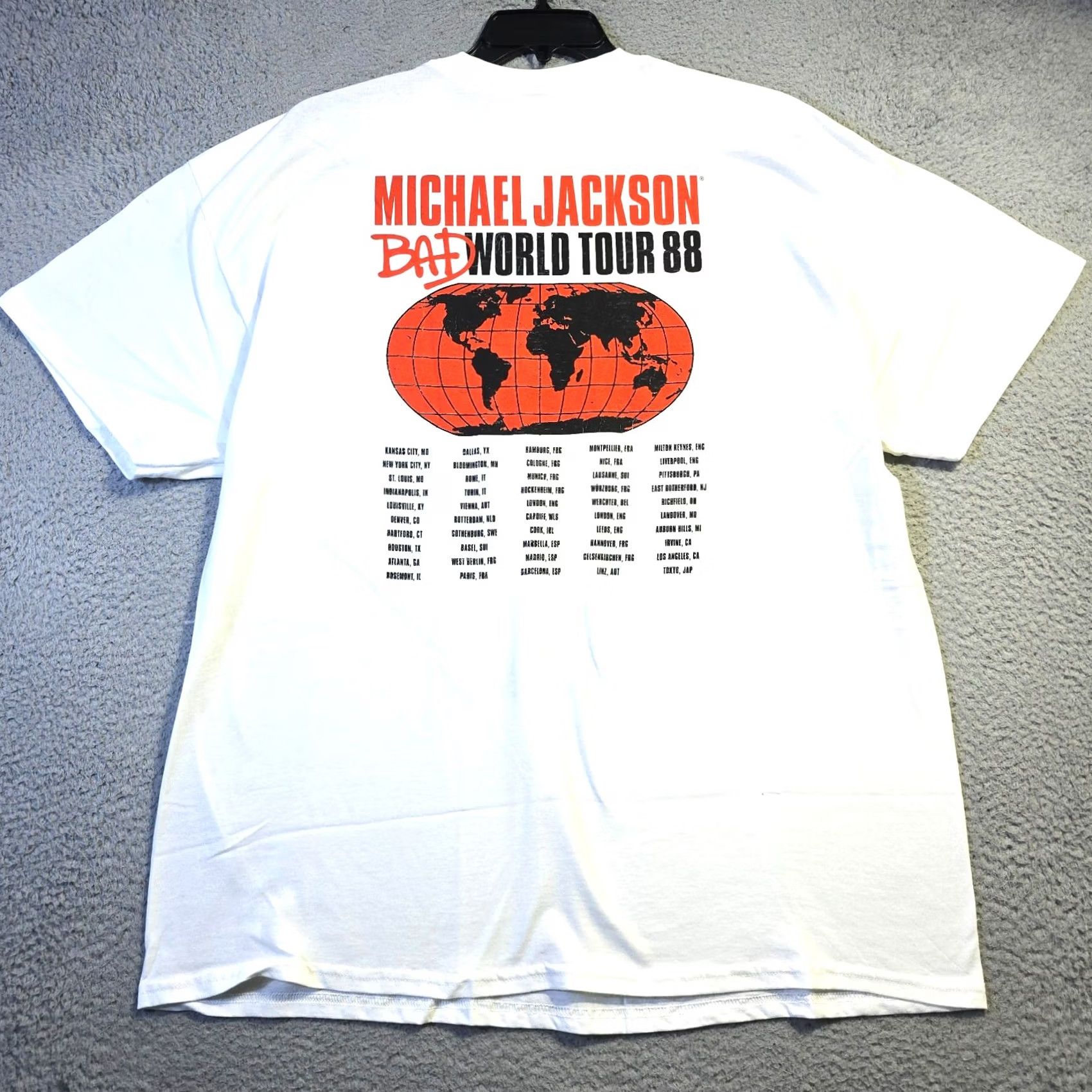 Michael Jackson Shirt Mens 2XL 2XL Bad World Tour White Music Distressed 80s, Men's (Size Xxl) — image 4 of 6