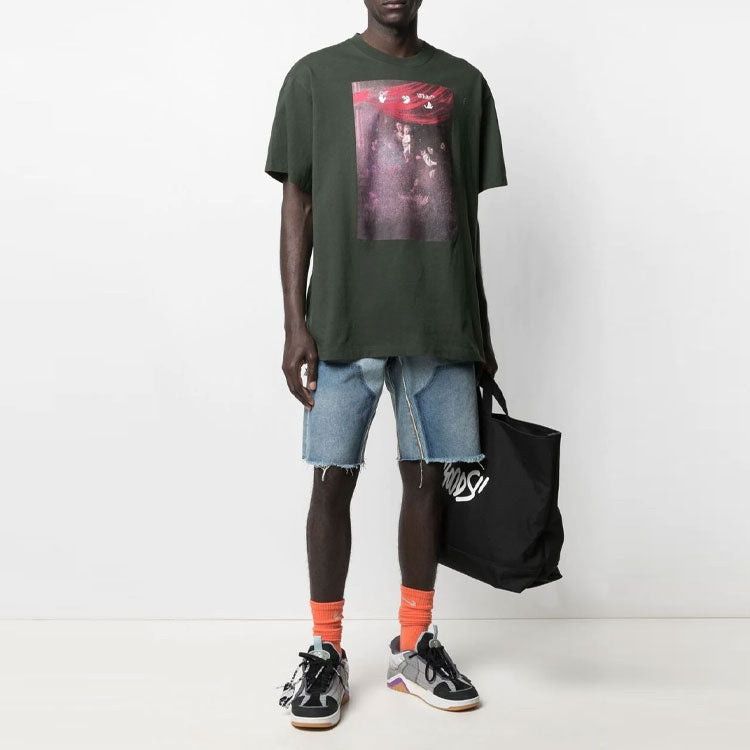 Off-White Green Sprayed Caravaggio Arrows Oversized T-Shirt Size US XS / EU 42 / 0 - 3 Thumbnail