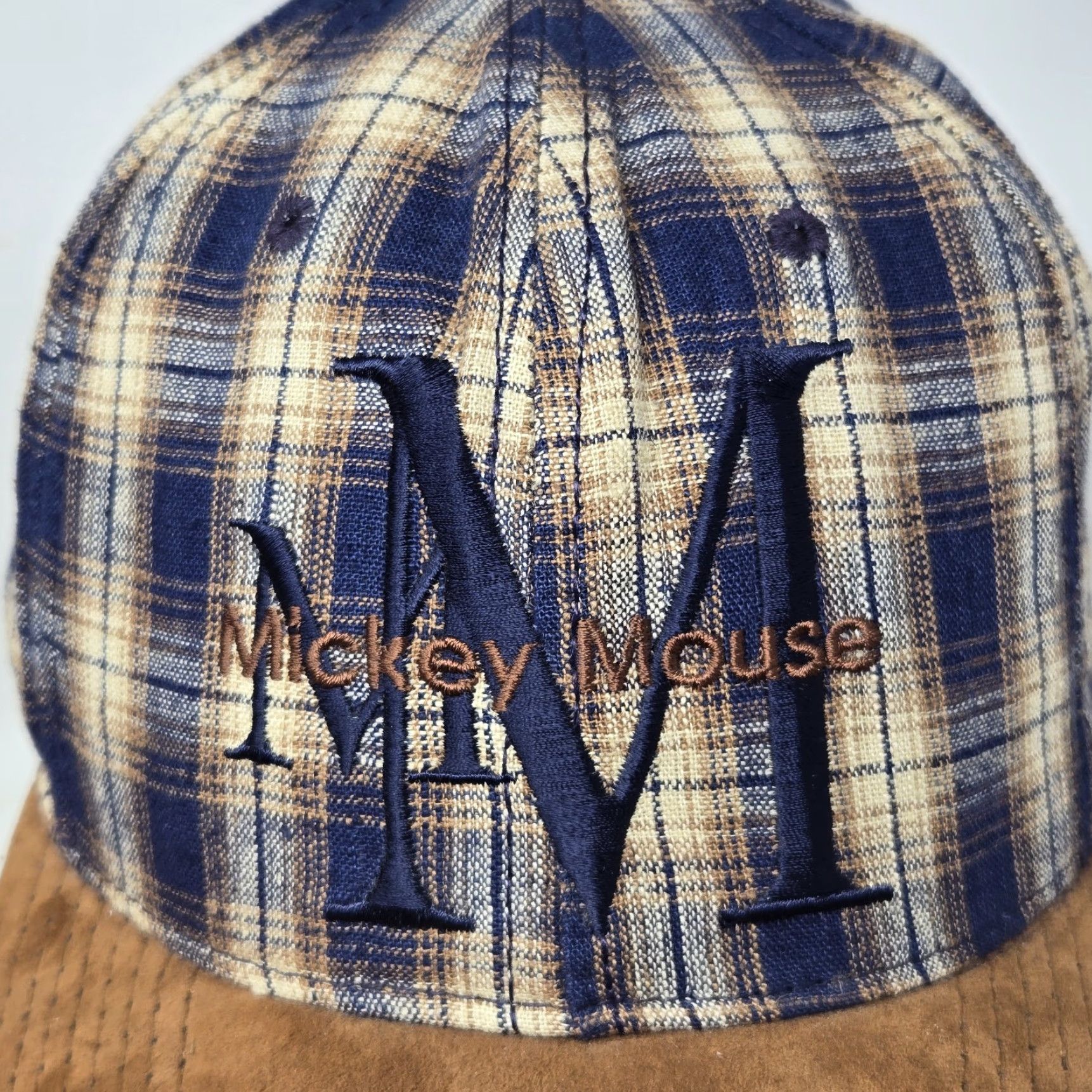 Disney VINTAGE Disney Mickey Mouse Hat Plaid Strapback Cap Baseball 90s Tan OSFA Unisex Adults Mens Womens Size ONE SIZE - 7 Thumbnail