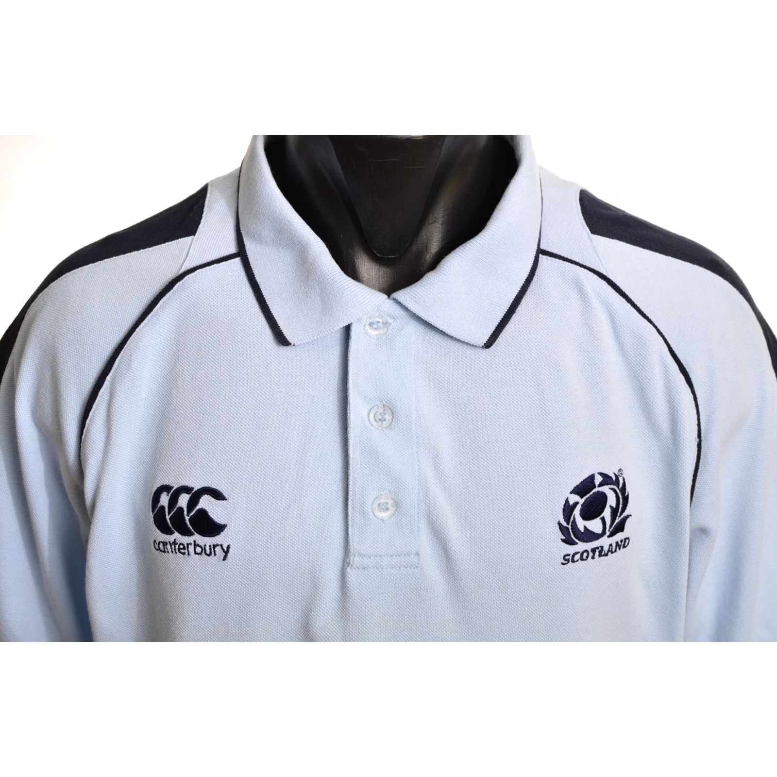 Vintage Canterbury Scotland Vintage Rugby Polo Shirt Jersey M Blue Men Fashion Shirt Size US M / EU 48-50 / 2 - 2 Thumbnail
