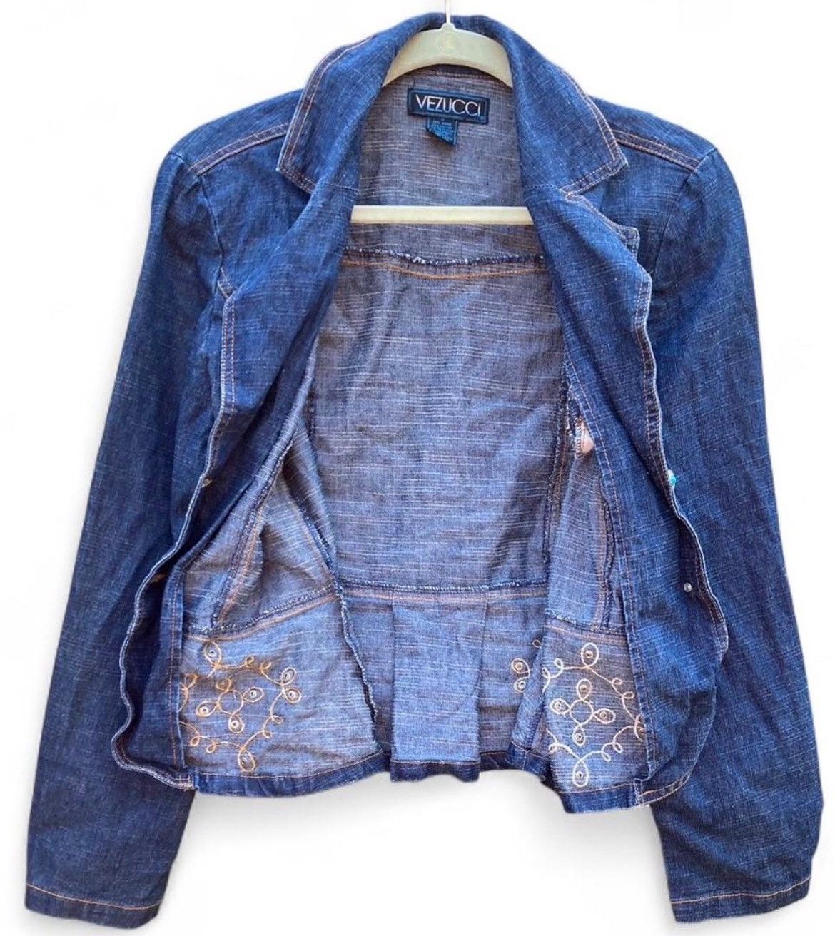 Other Vezucci Blue Denim Jacket Size S Embroidered Size S / US 4 / IT 40 - 4 Thumbnail